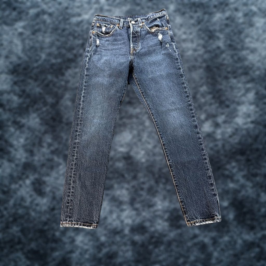 Levi's Levi's 501 Jeans Womens 26x26 Button Fly Distressed High Rise Dark Wash Jeans Mens Womens Girls Size 26" / US 2 / IT 38 - 1 Thumbnail