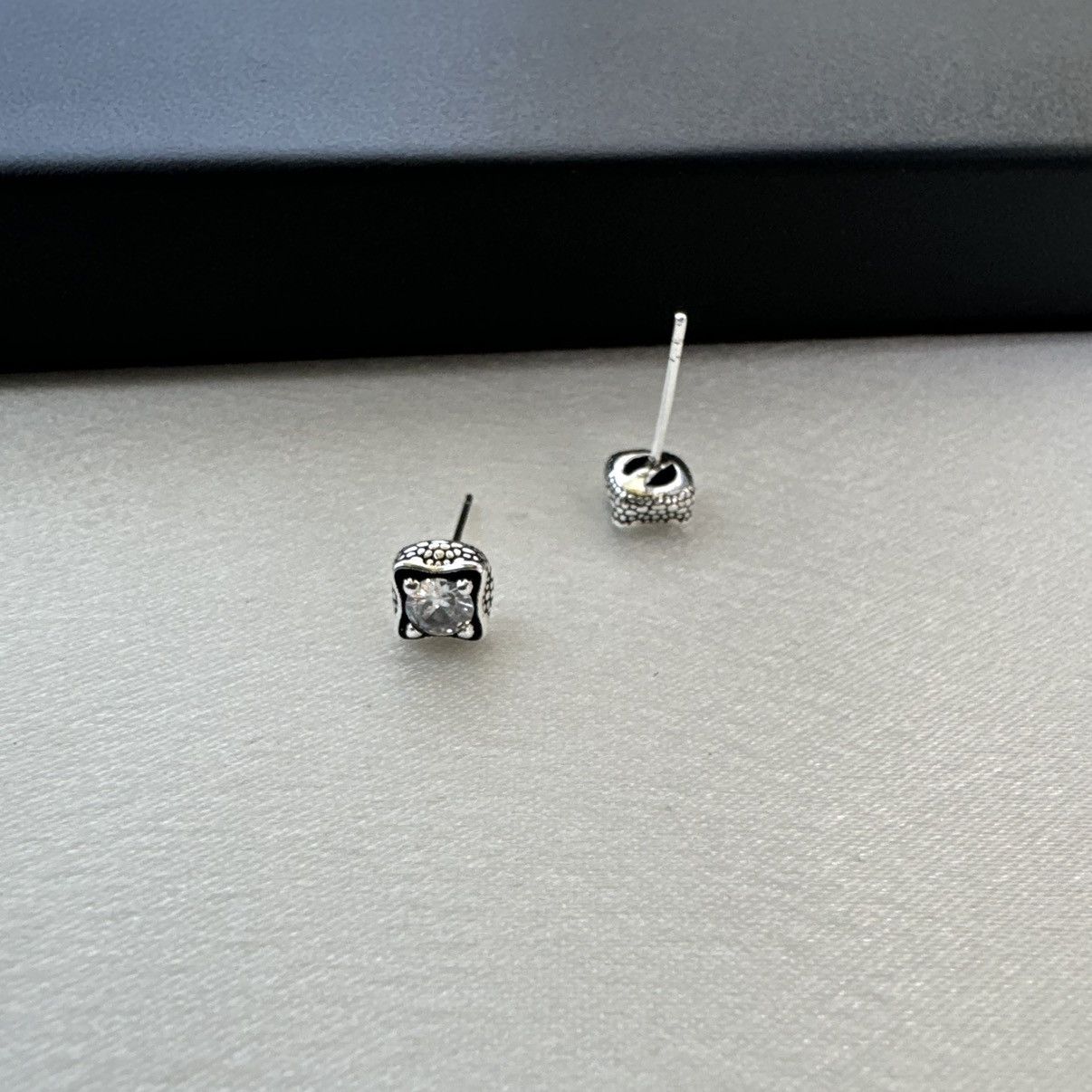 Other CZ 5mm Small Geometric Square Stud Earrings for Men Women Size ONE SIZE - 3 Thumbnail