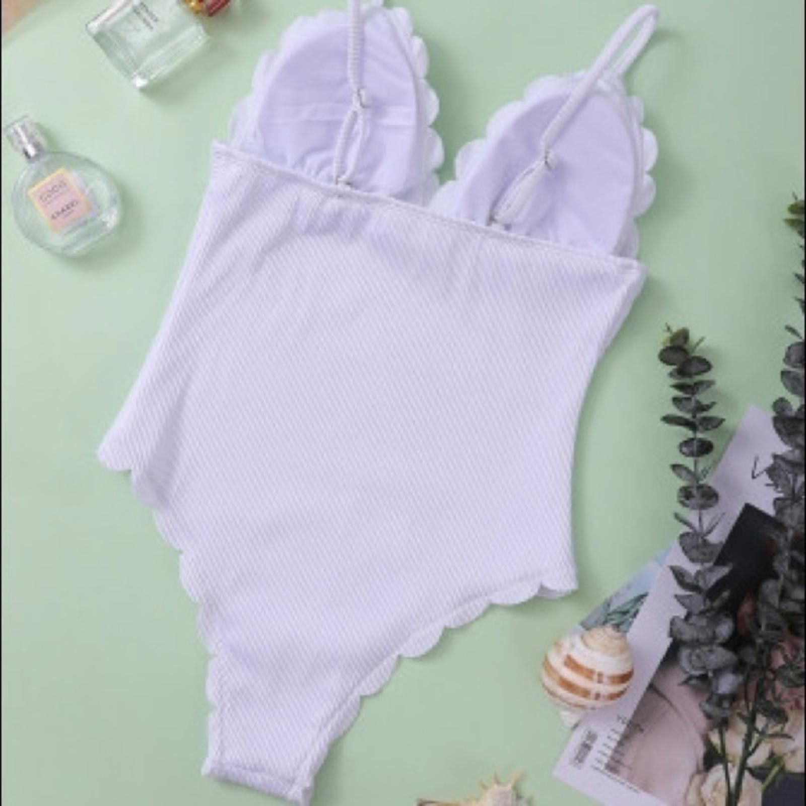 Designer One Piece French Bathing Suit In White NWT​​​​​​​​ Size ONE SIZE - 8 Thumbnail