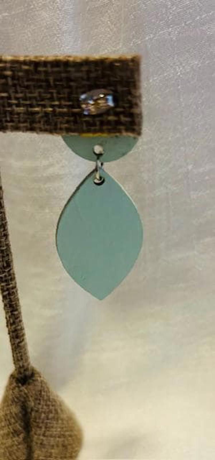 Designer Natural Wood with Soft Abstract Paint Stokes in Mint Green Size ONE SIZE - 3 Thumbnail