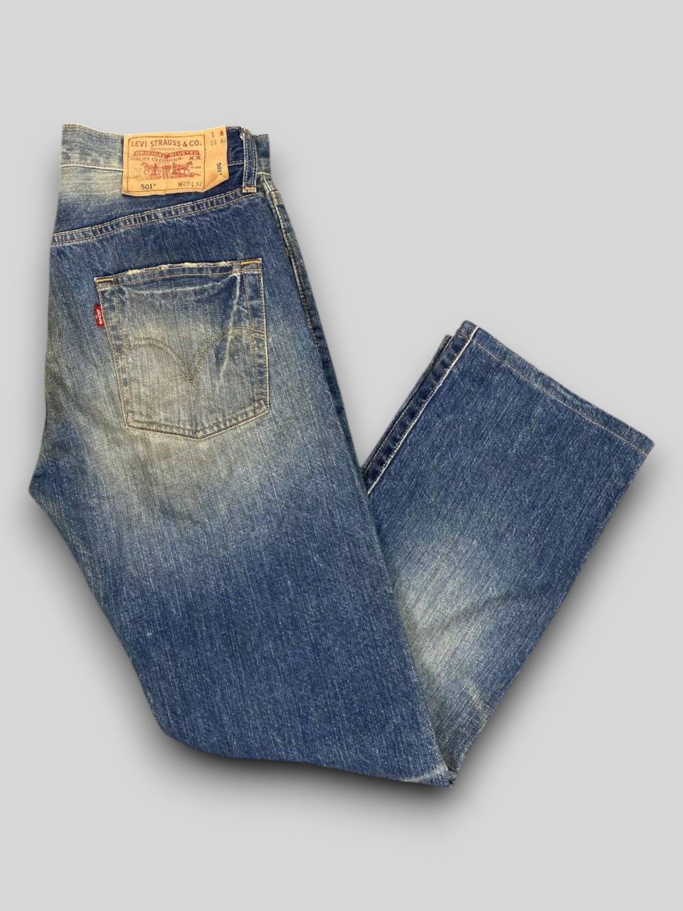 Levi's vintage 90s levis 501 distressed denim nice design Size US 31 - 1 Thumbnail