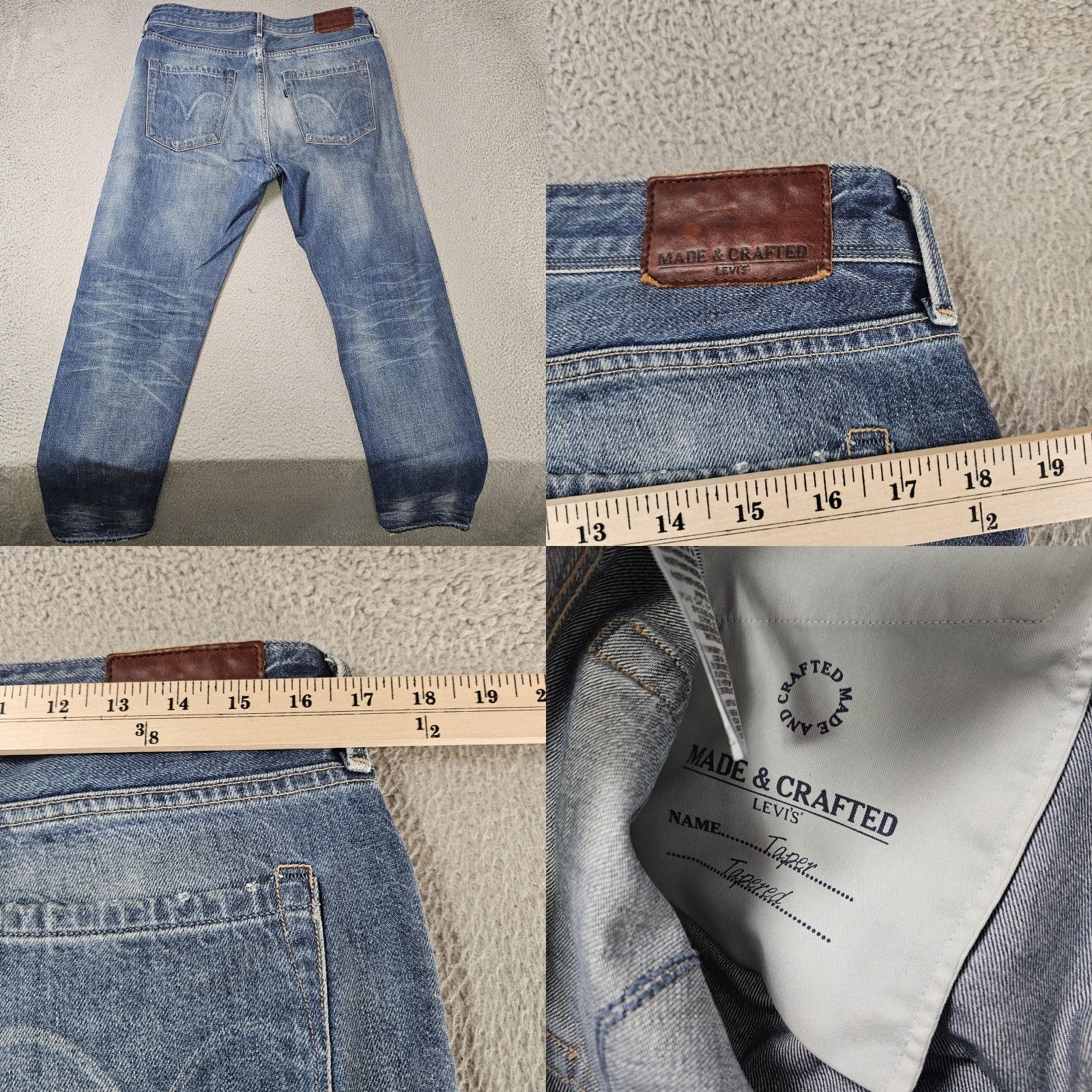 Levi's Levi's Made & Crafted Taper Jeans Mens 32x30 (Tag 32) Tapered Denim Distressed Blue 5-Pocket Jeans Mens Size US 32 / EU 48 - 8 Thumbnail