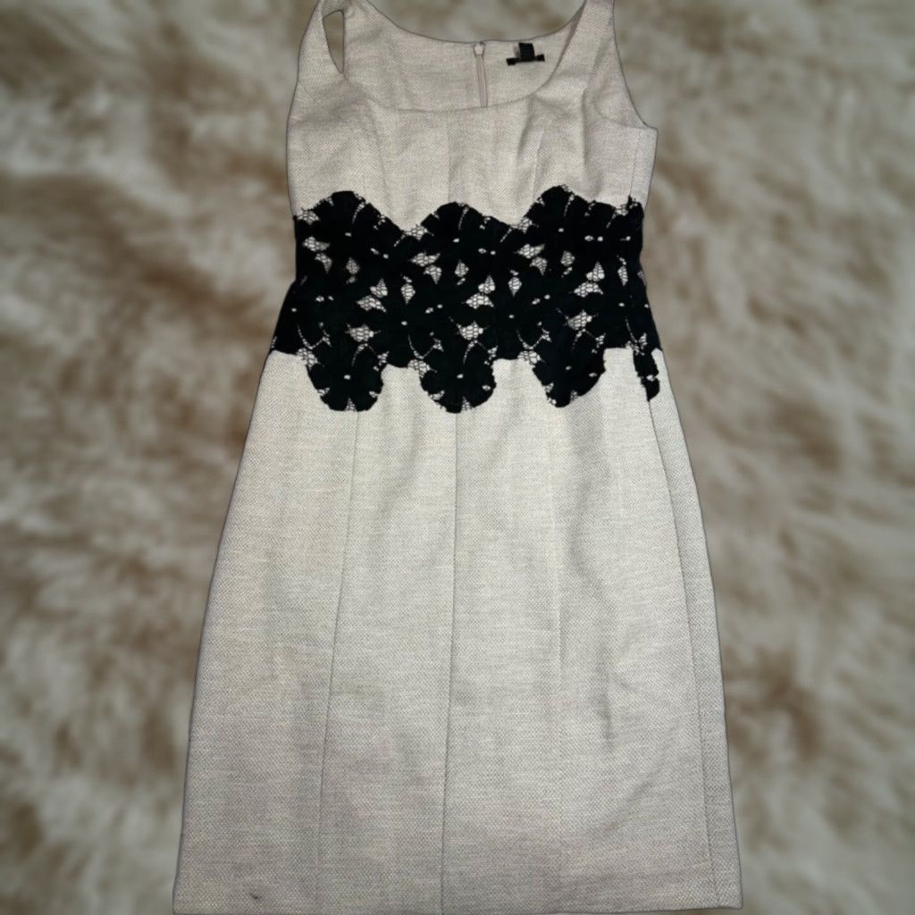 Ann Taylor Ann Taylor Sleeveless Sheath Dress Sz 0P Petite Beige Textured Waist Detail New Size XS / US 0-2 / IT 36-38 - 1 Thumbnail