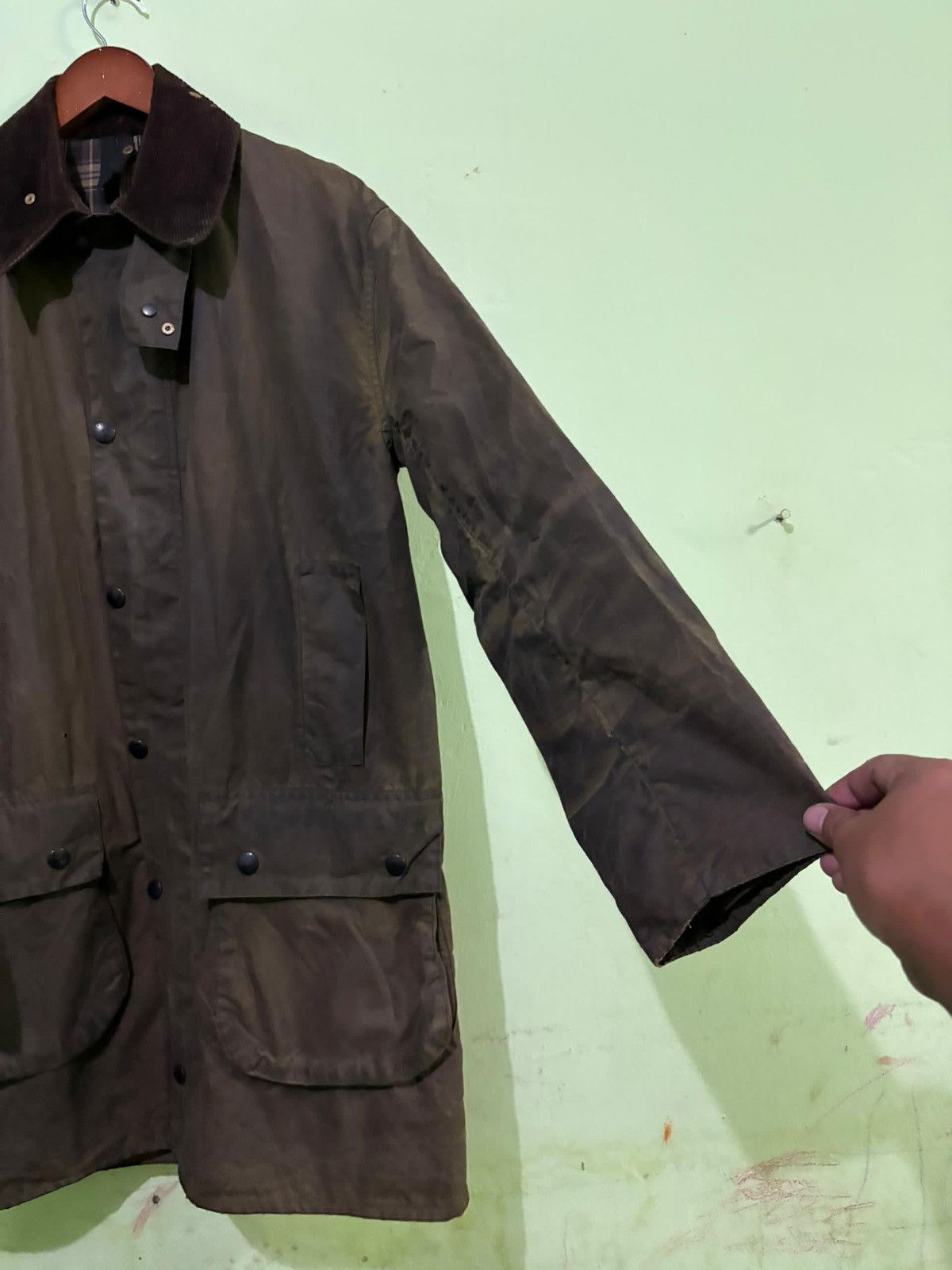 Barbour VTG 90's Barbour Border Cotton Waxed Jacket Hunting Jacket Size US L / EU 52-54 / 3 - 3 Thumbnail