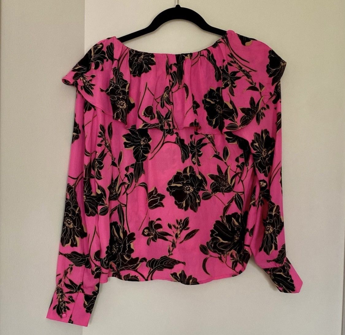 Other VICI HOT PINK FLORAL V NECK RUFFLED BLOUSE TOP Size M / US 6-8 / IT 42-44 - 6 Thumbnail