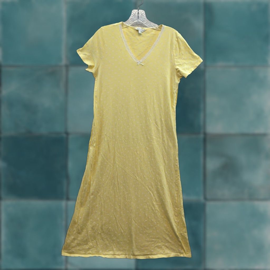 Charter Club VINTAGE Charte Club Nightgown Sleep Dress Polka Dot Yellow Nightie Grandma Prairie M Size Women Short Sleeve Dress Size M / US 6-8 / IT 42-44 - 1 Thumbnail