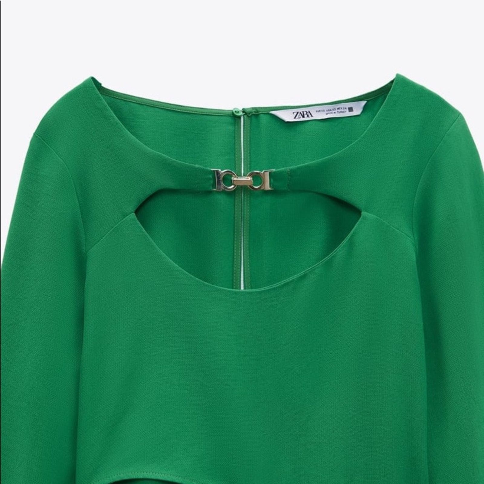 Zara ZARA BLOGGER FAVORITE CUT OUT MIDI DRESS GREEN Size XS / US 0-2 / IT 36-38 - 12 Thumbnail