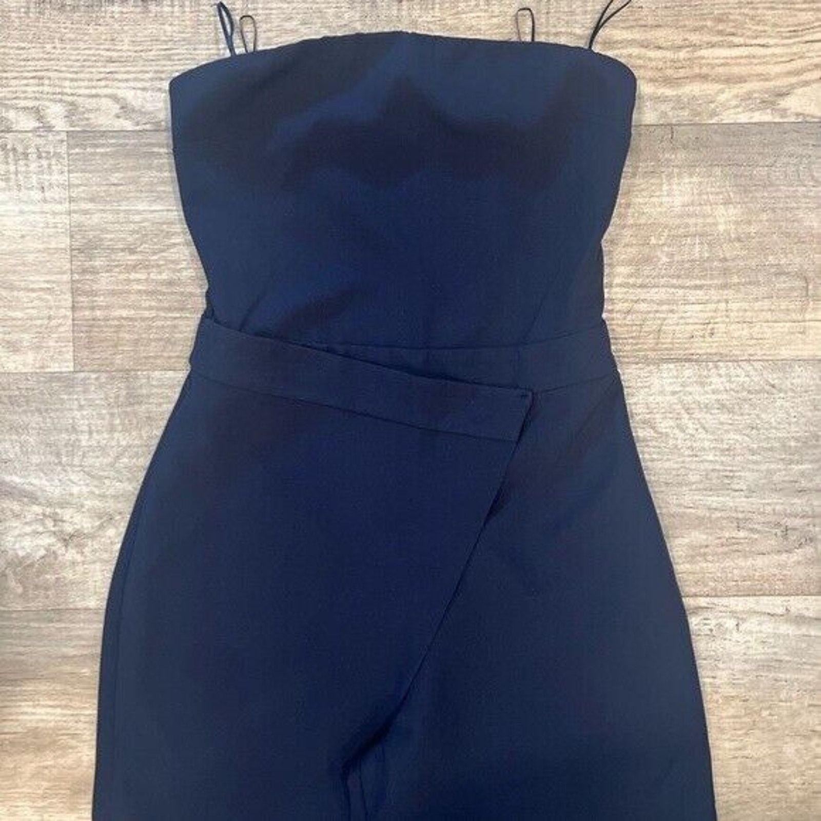 Zara ZARA Navy Strapless Wide Leg Jumpsuit Elegant Palazzo NWT Size 32" / US 10 / IT 46 - 22 Thumbnail
