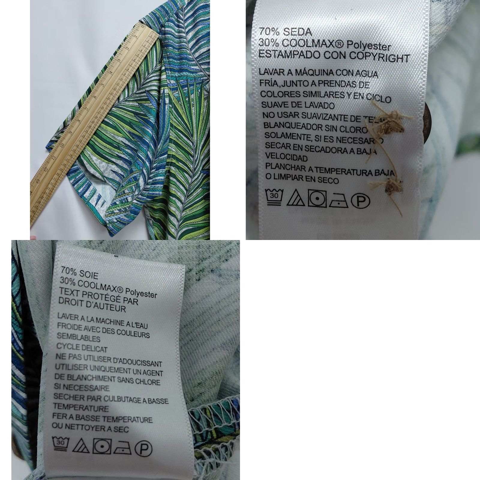 Tommy Bahama Tommy Bahama Shirt Green Blue Palm Print Silk Blend Men Size XL Size US XL / EU 56 / 4 - 8 Thumbnail