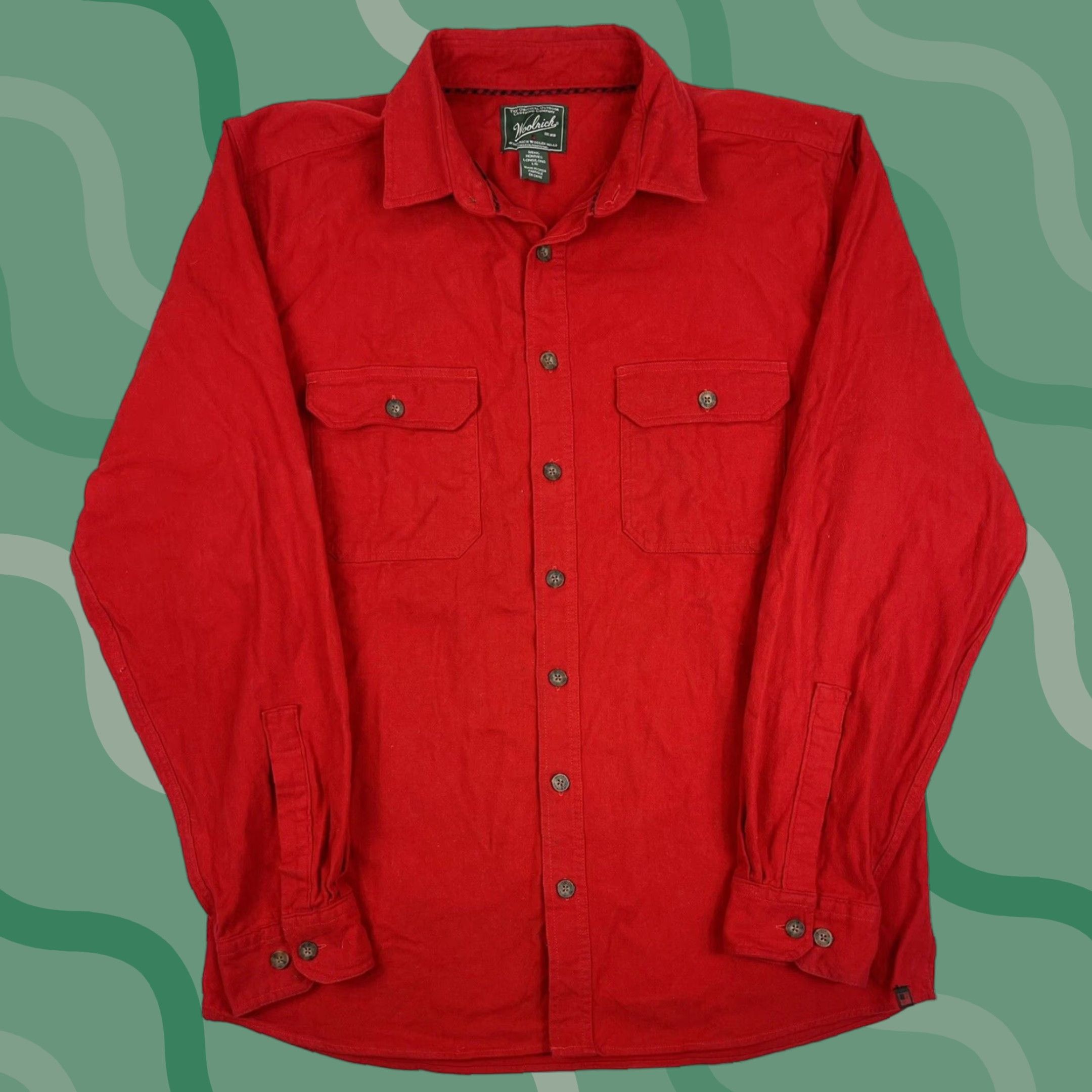 Vintage VINTAGE Woolrich Sportsman Button-Up Shirt Chamois Flannel Mens L Red Cotton Cotton Flannel All Seasons Pockets 90s USA Shirt Mens Size US L / EU 52-54 / 3 - 1 Thumbnail