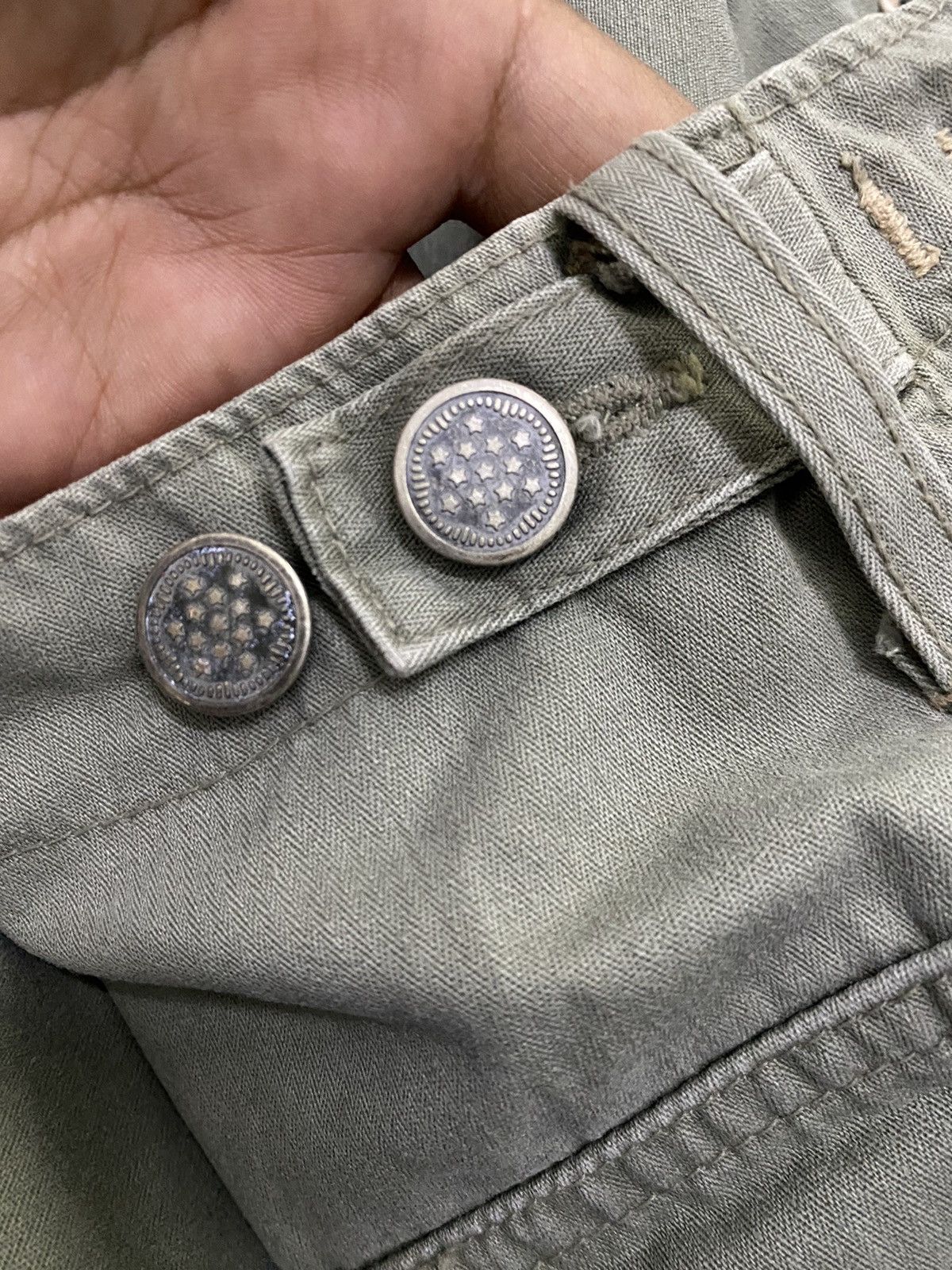 Blue Blue Japan × Buzz Rickson's × Japanese Brand VINTAGE HBT ARMY 13 STAR BUTTON MONKEY PANTS OVERSIZED STYLE Size US 28 / EU 44 - 6 Thumbnail