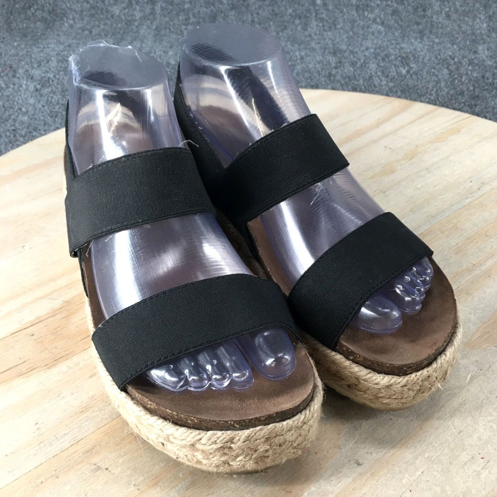 Vintage Madden Girl Sandals Womens 6.5M Cybell Elastic Strappy Espadrille Platform Black Size US 7 / IT 37 - 3 Thumbnail