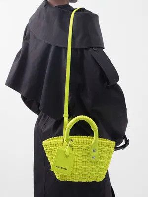 Balenciaga o1y0625 Size : OS / Double Handle Basket Bag in Lemon Green Size ONE SIZE - 6 Thumbnail