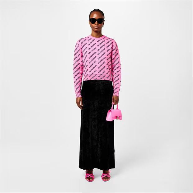 Balenciaga o1g2r1mq0924 Velvet Maxi Skirts in Black Size 22" - 6 Thumbnail