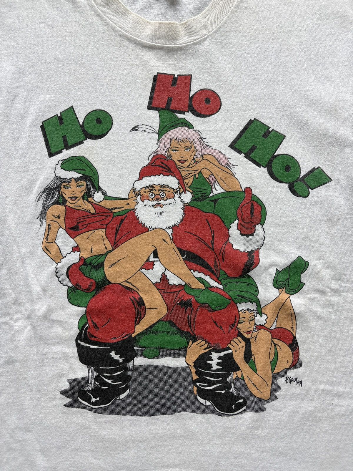 4GSELLER Vintage 90s Raunchy Santa Graphic Tee Shirt Size US XL / EU 56 / 4 - 2 Thumbnail