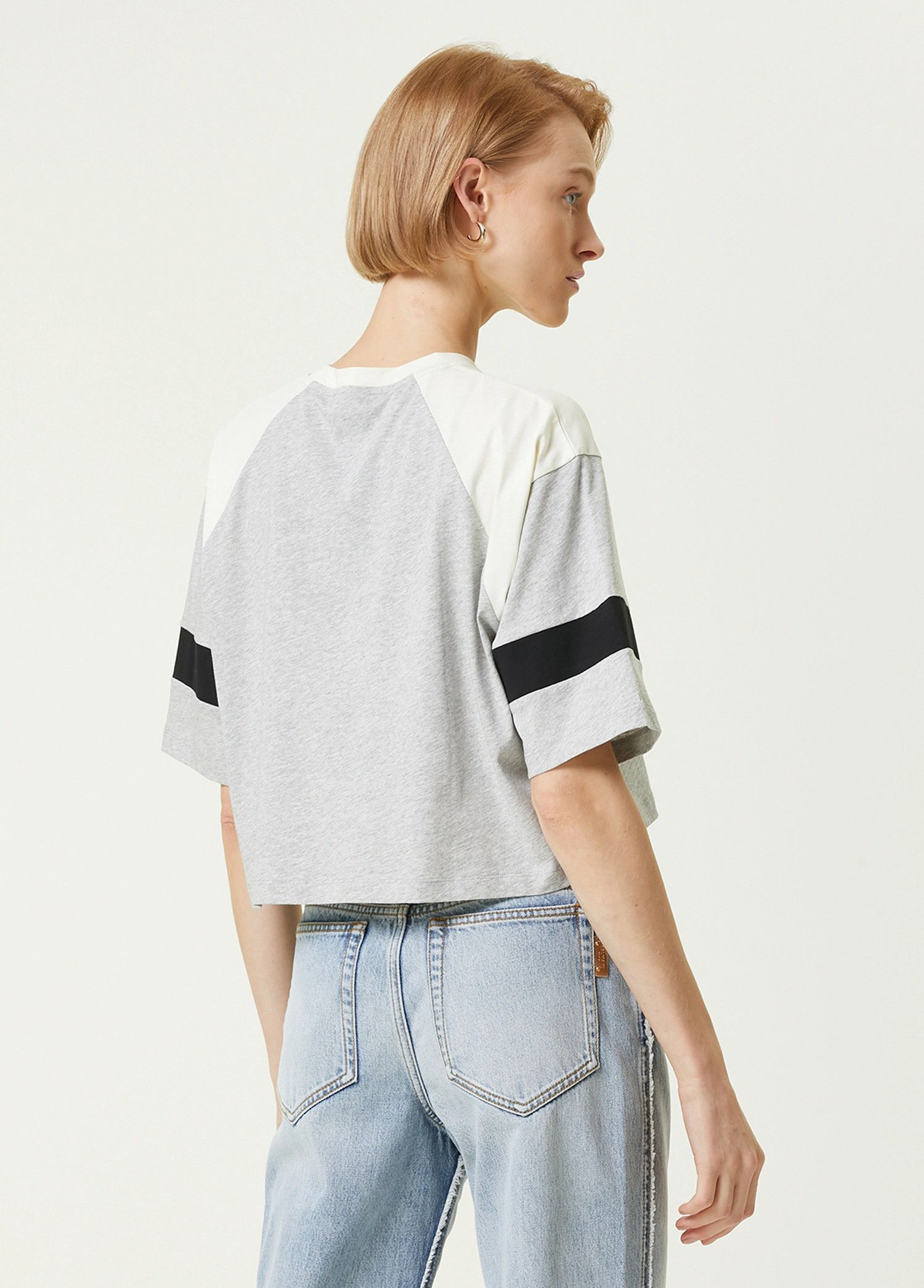 Balmain BALMAIN gray white logo print cropped biker t-shirt Large Size L / US 10 / IT 46 - 5 Thumbnail