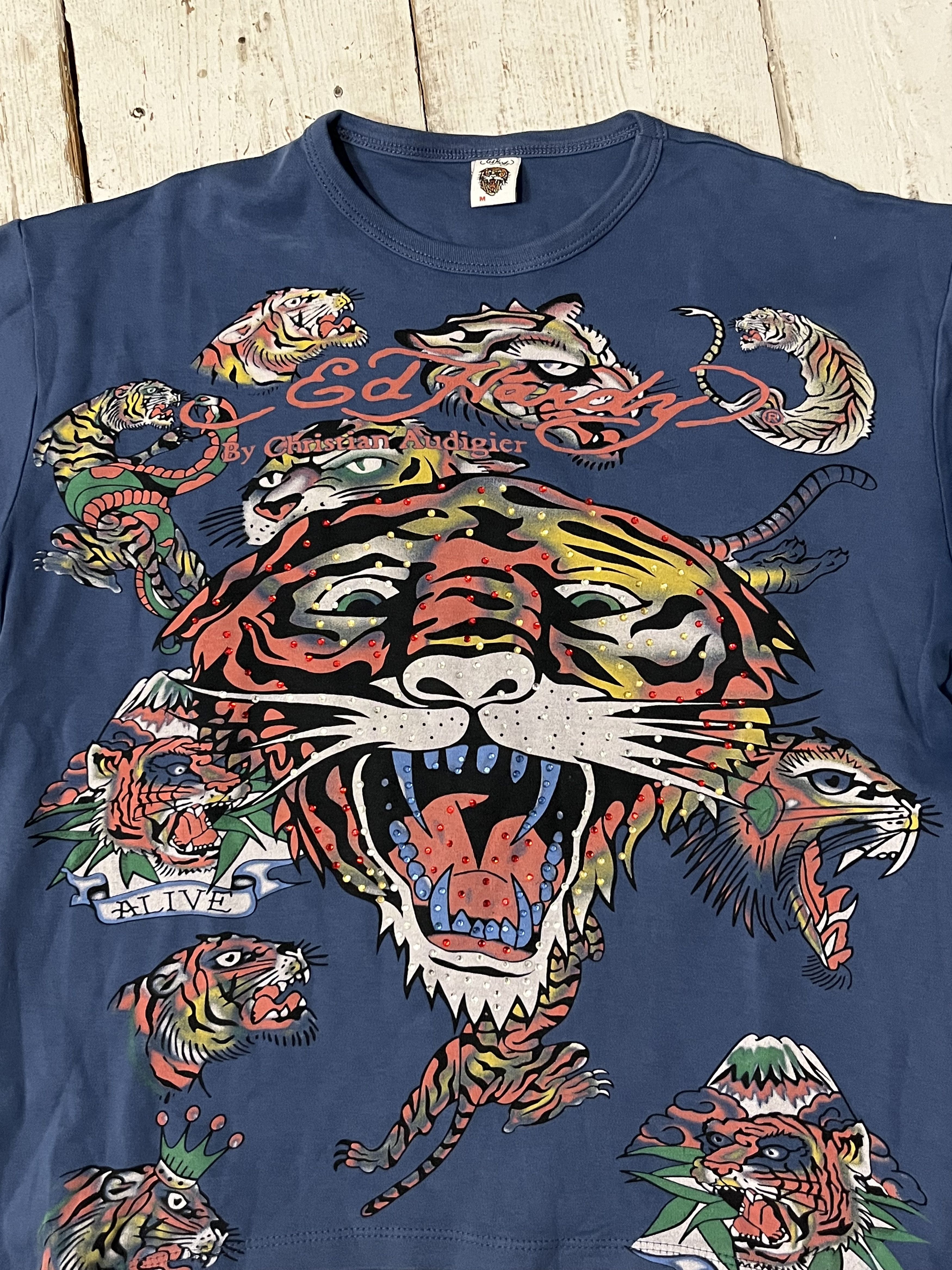 Christian Audigier × Ed Hardy × Vintage Ed hardy by Christian Audigier Skull Tiger Tattoo Guns Tee Size US M / EU 48-50 / 2 - 5 Thumbnail