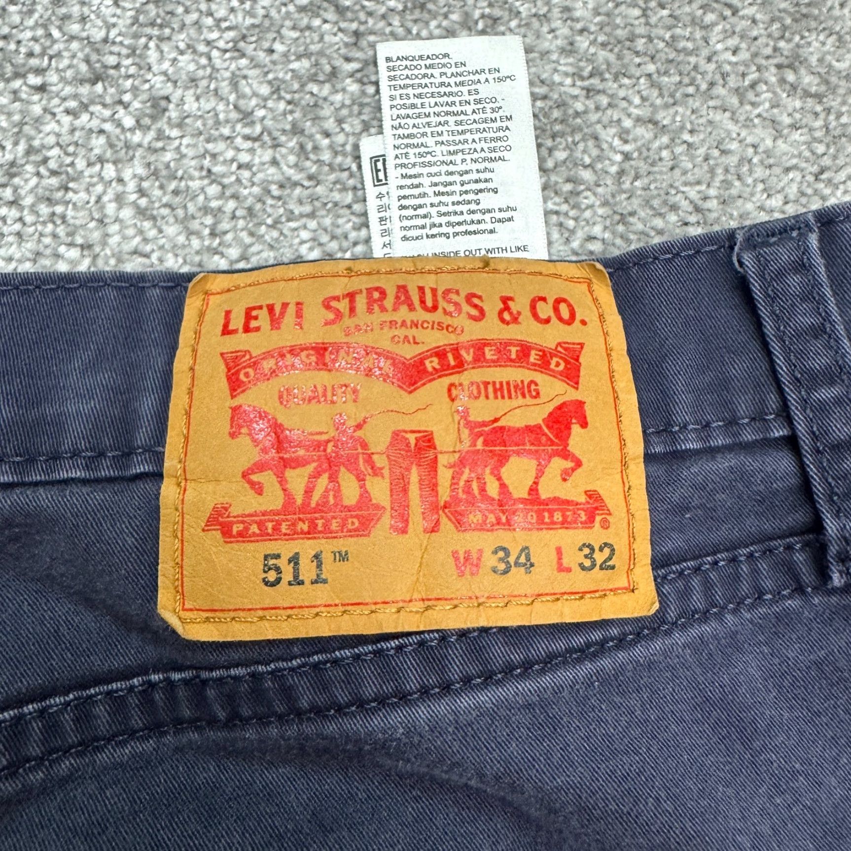 Levi's Levi's 511 Slim Chino Pants Mens 34x29 Navy Blue All Seasons Stretch Comfort Casual Workwear Trousers Size US 34 / EU 50 - 3 Thumbnail
