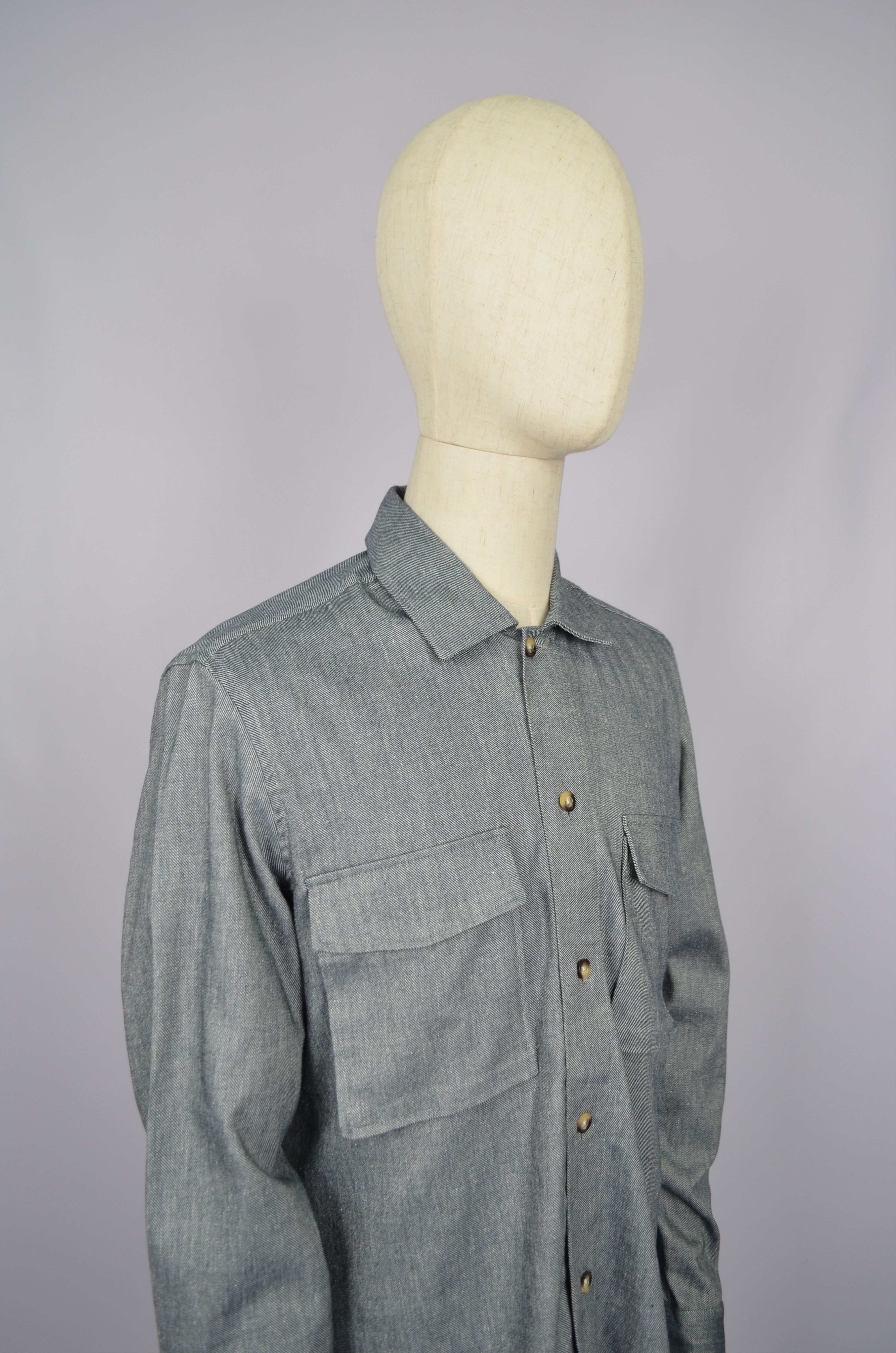 Designer × Reiss Reiss Habanero Chambray Twin Pocket Overshirt Inigo Size L Size US L / EU 52-54 / 3 - 8 Thumbnail