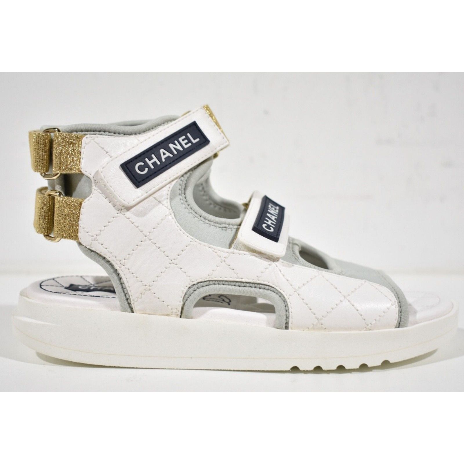 Chanel Chanel 21P White Grey Cocomark CC Logo Mule Slide Flat Size US 6 / IT 36 - 2 Thumbnail