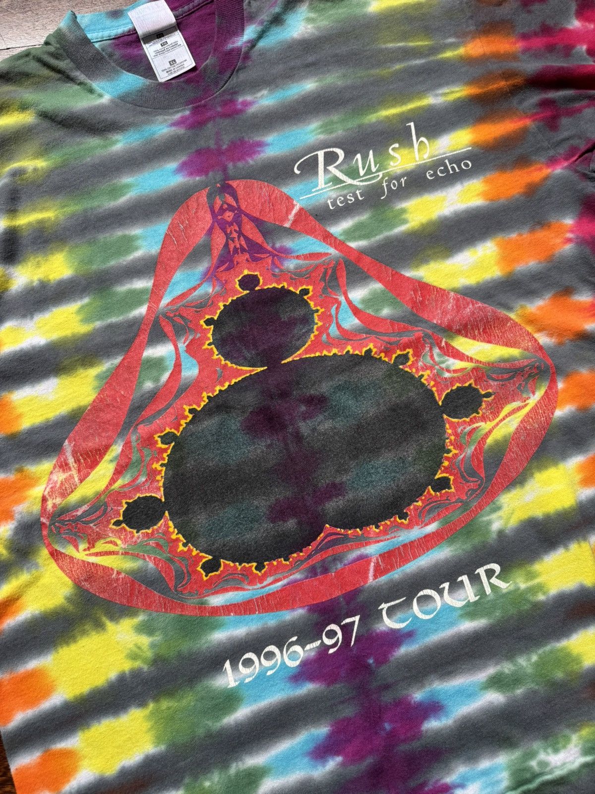 Band Tees VINTAGE 1990s RUSH TEST FOR ECHO 1996-97 TOUR TIE DYE SHIRT Size US XL / EU 56 / 4 - 8 Thumbnail