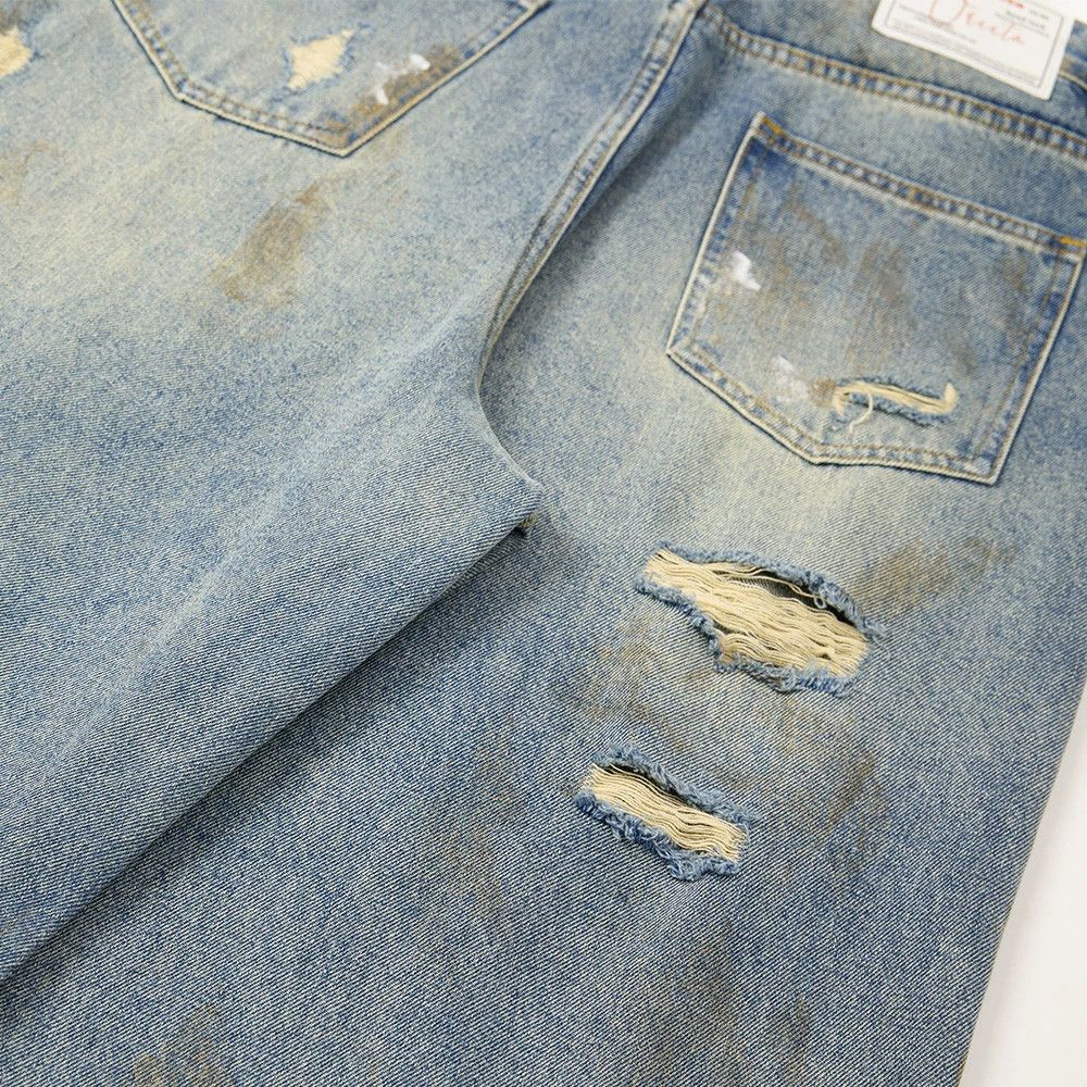 Japanese Brand × Jean Men's ink-splashed washed loose ripped dirty wide-leg jeans Size US 32 / EU 48 - 5 Thumbnail