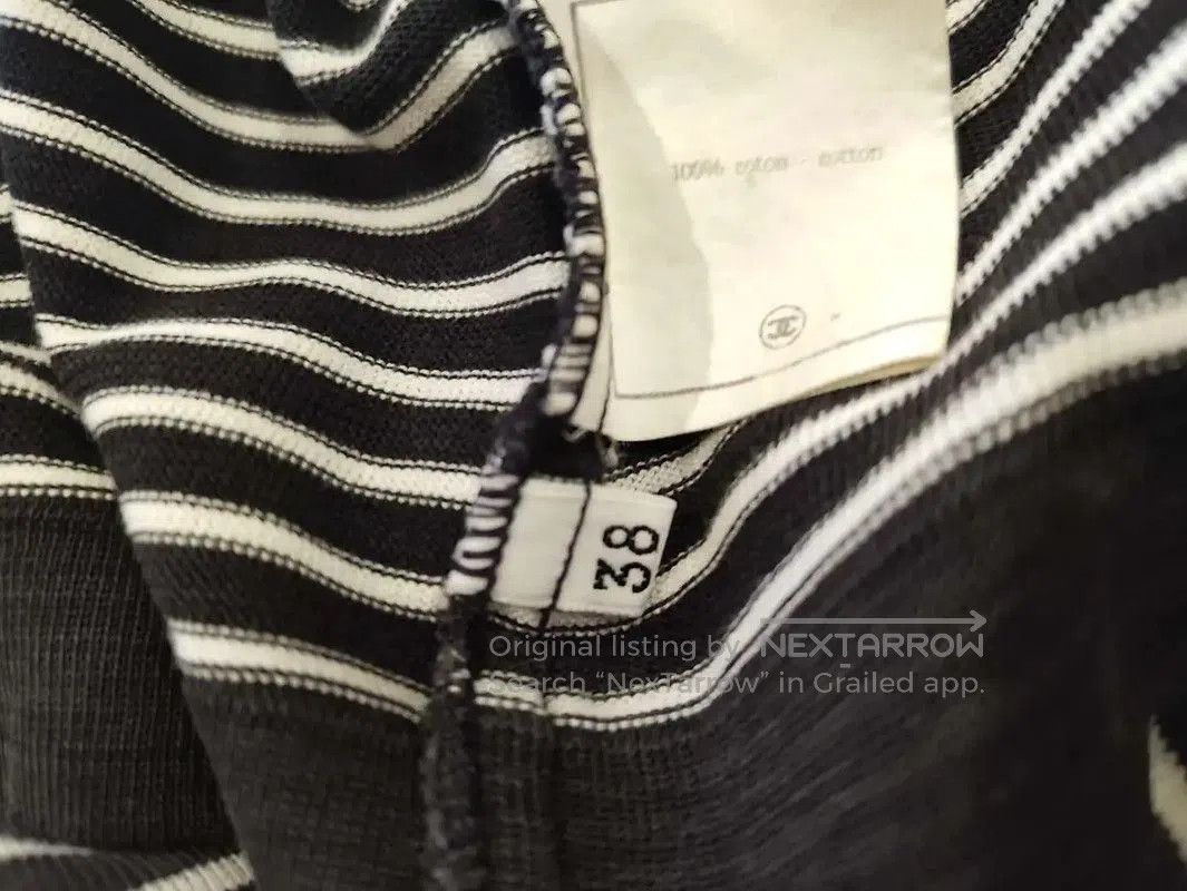 Chanel Chanel Black Cotton Blend Striped T-Shirt . Size M / US 6-8 / IT 42-44 - 5 Thumbnail