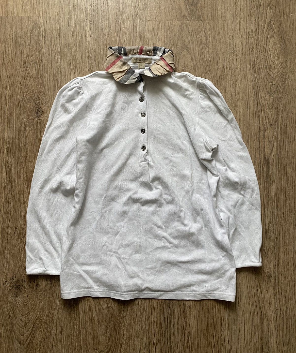 Burberry Burberry brit checkered neck cream/white button long sleeve Size S / US 4 / IT 40 - 1 Thumbnail