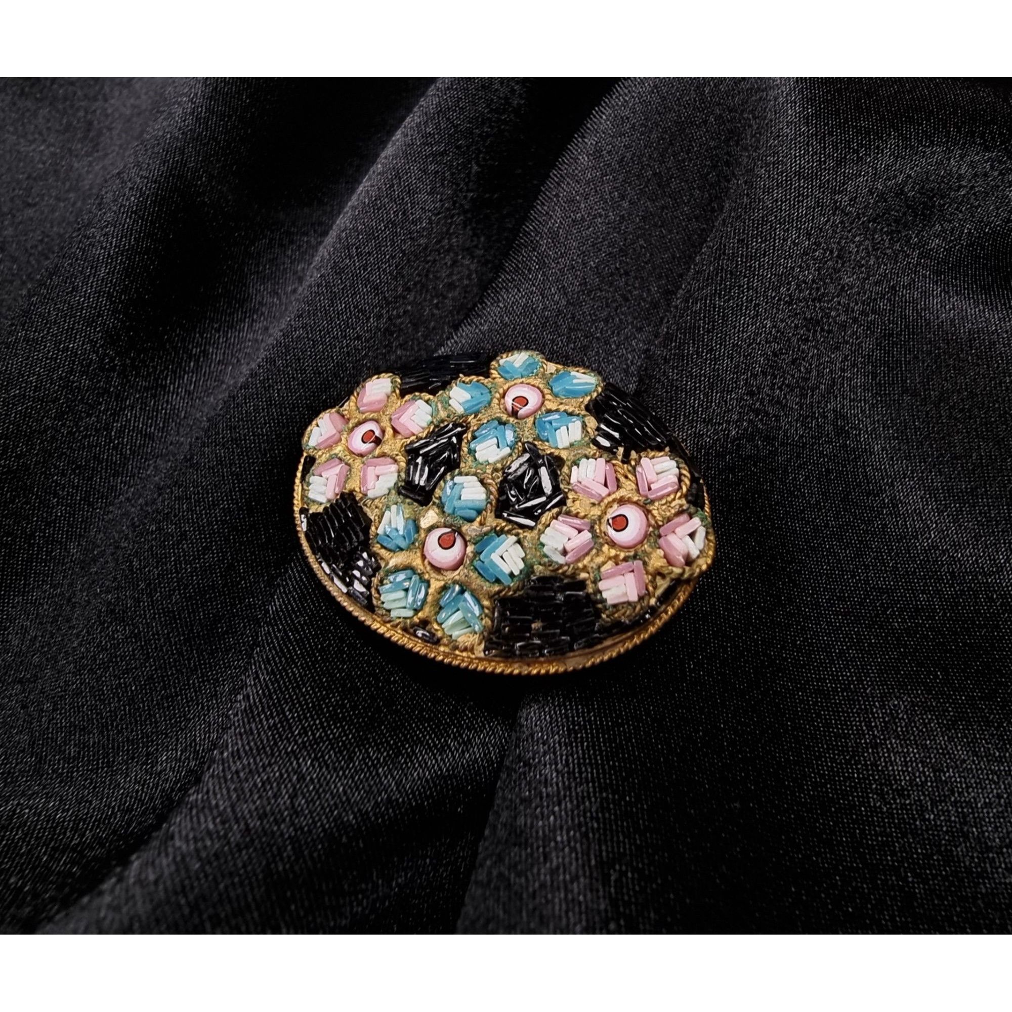 Vintage Vintage 1940s Made In Italy Signed Mosaic Brooch With Floral Size ONE SIZE - 2 Thumbnail
