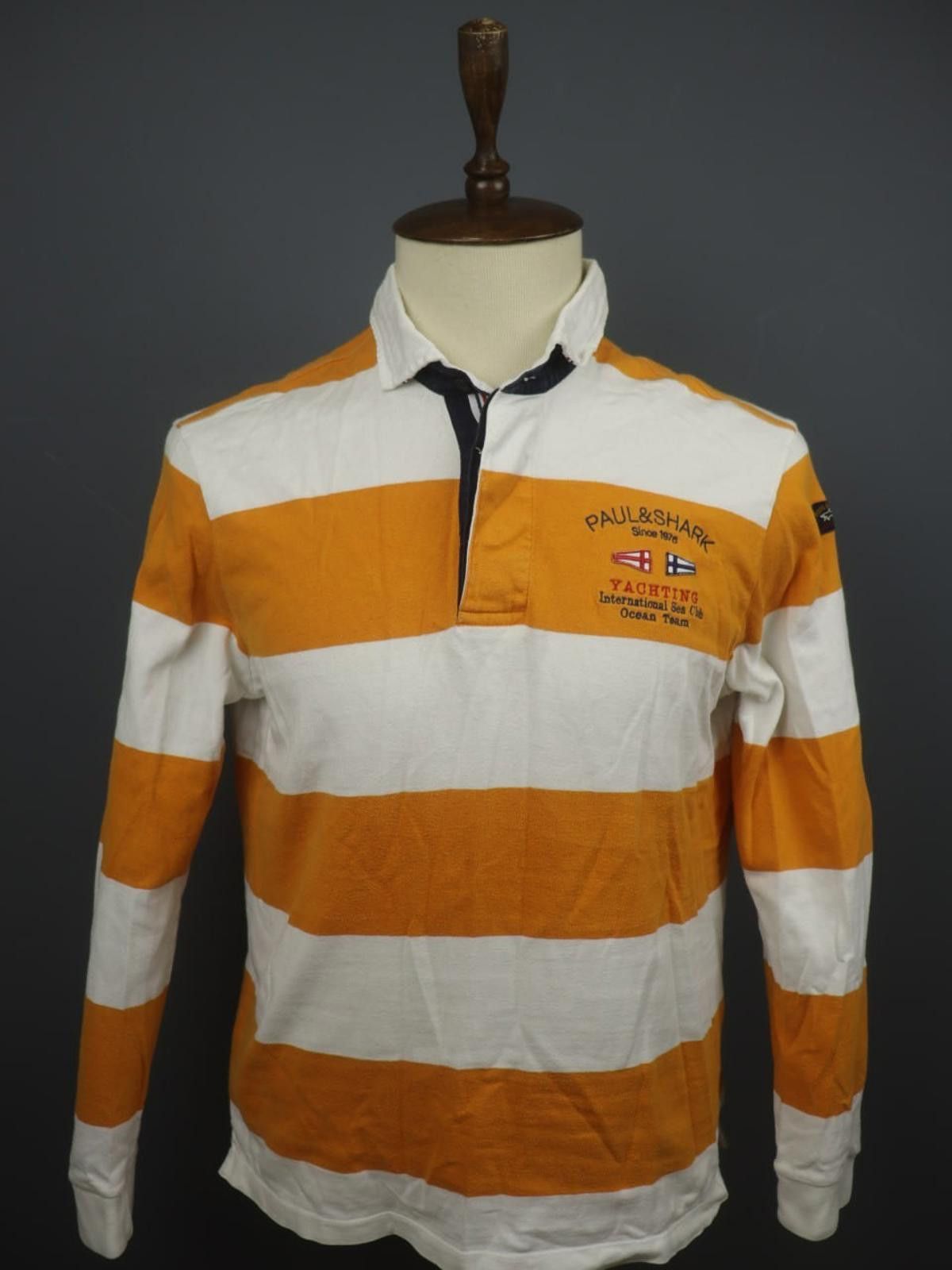 Paul & Shark Paul & Shark White Yellow Striped Collared Polo Shirt Size L Size US L / EU 52-54 / 3 - 1 Thumbnail