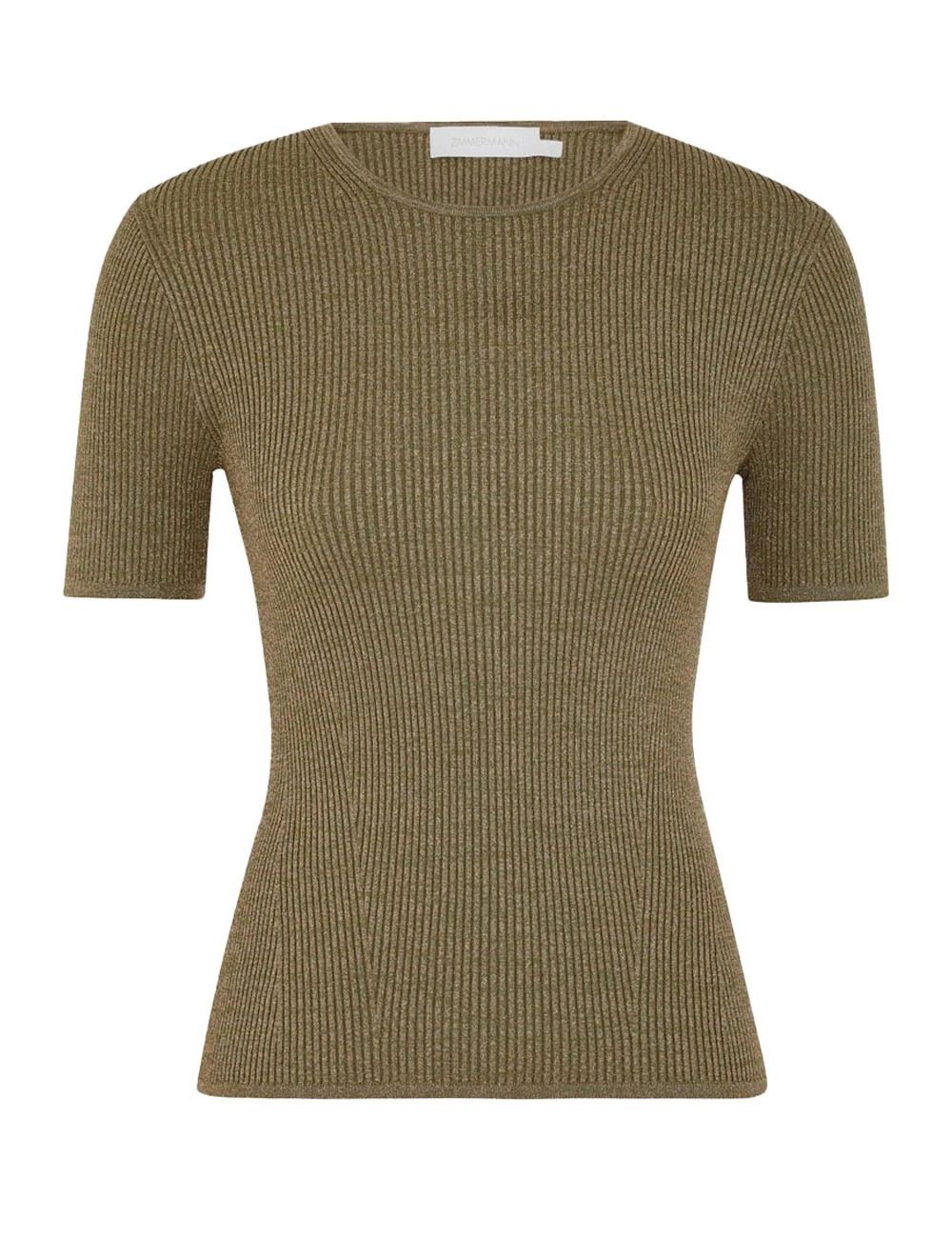 Zimmermann oc11z0226 Wylie Rib T-Shirt In Green Size L / US 10 / IT 46 - 1 Thumbnail