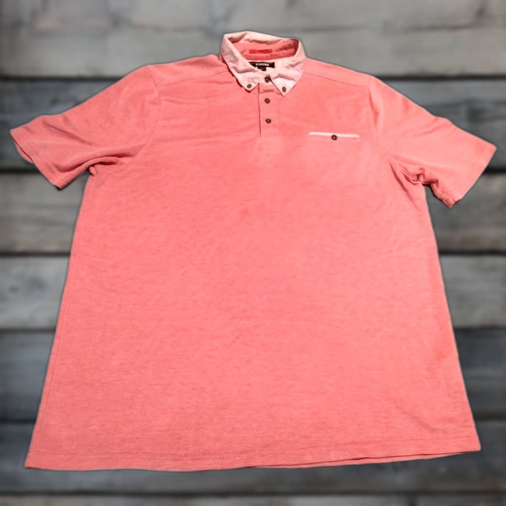 Johnston & Murphy Johnston & Murphy L Polo Dress Golf Shirt Men’s Pink Coral Two Toned VGUC Size 42R - 1 Thumbnail