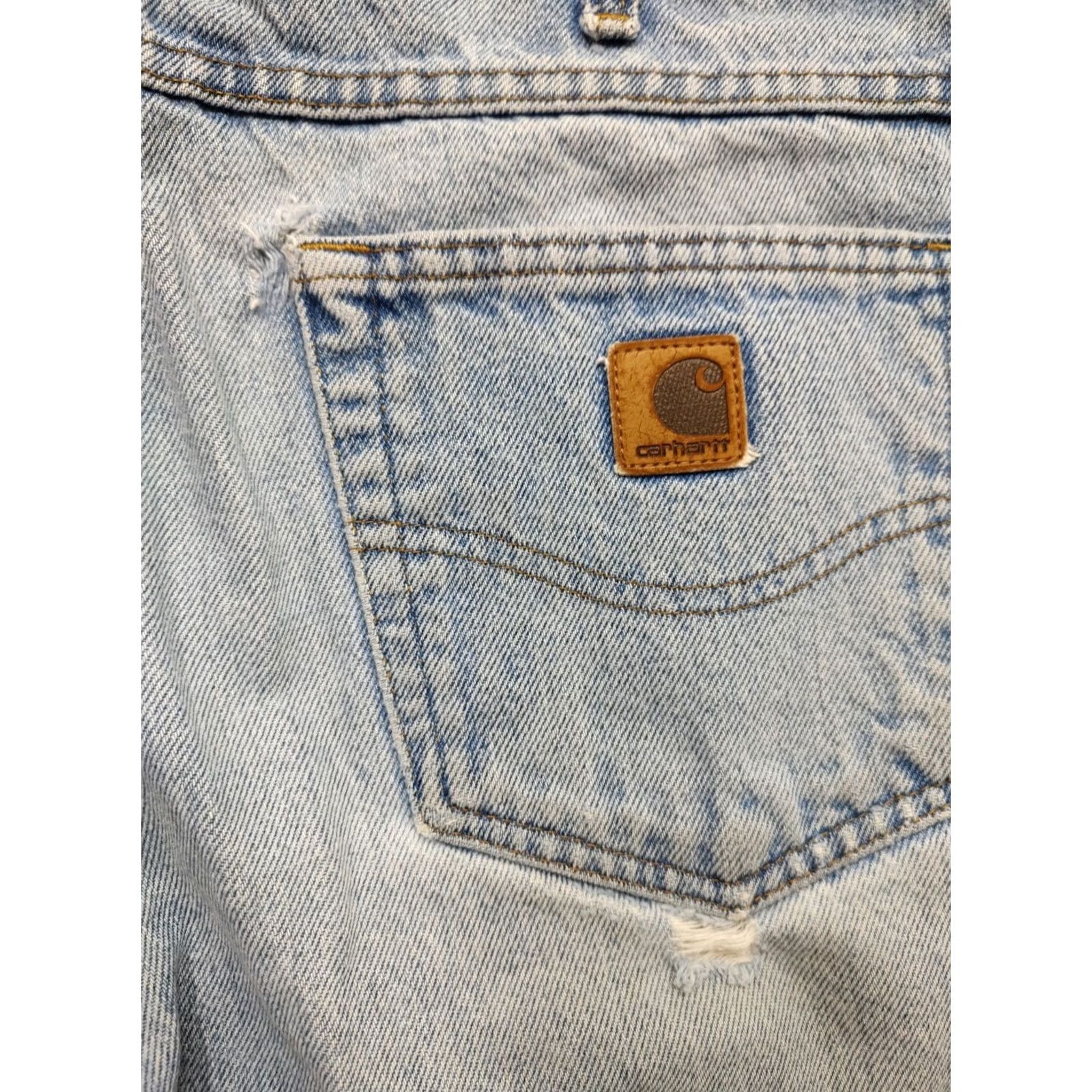 Carhartt VINTAGE Carhartt Jeans B17 32x29.5 Denim 5-Pocket Distressed Grunge Logo Blue Mens Regular Straight 90s USA Mexico Size US 32 / EU 48 - 7 Thumbnail