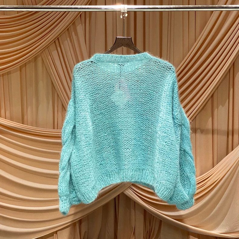 Loewe LOEWE Blue hollow chest logo horsehair knit sweater Size S / US 4 / IT 40 - 2 Thumbnail