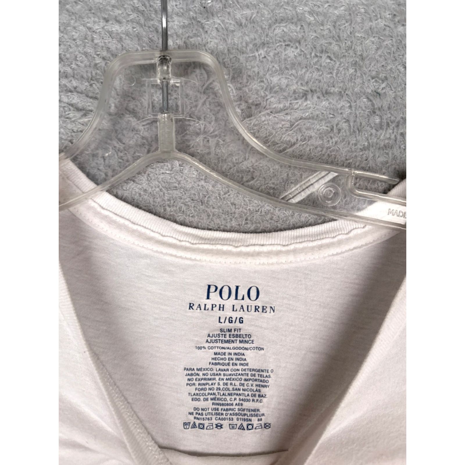 Ralph Lauren Polo Ralph Lauren Shirt Adult Large White Cotton Slim Fit Crew Neck Embroidered Logo Solid Mens Size US L / EU 52-54 / 3 - 6 Thumbnail