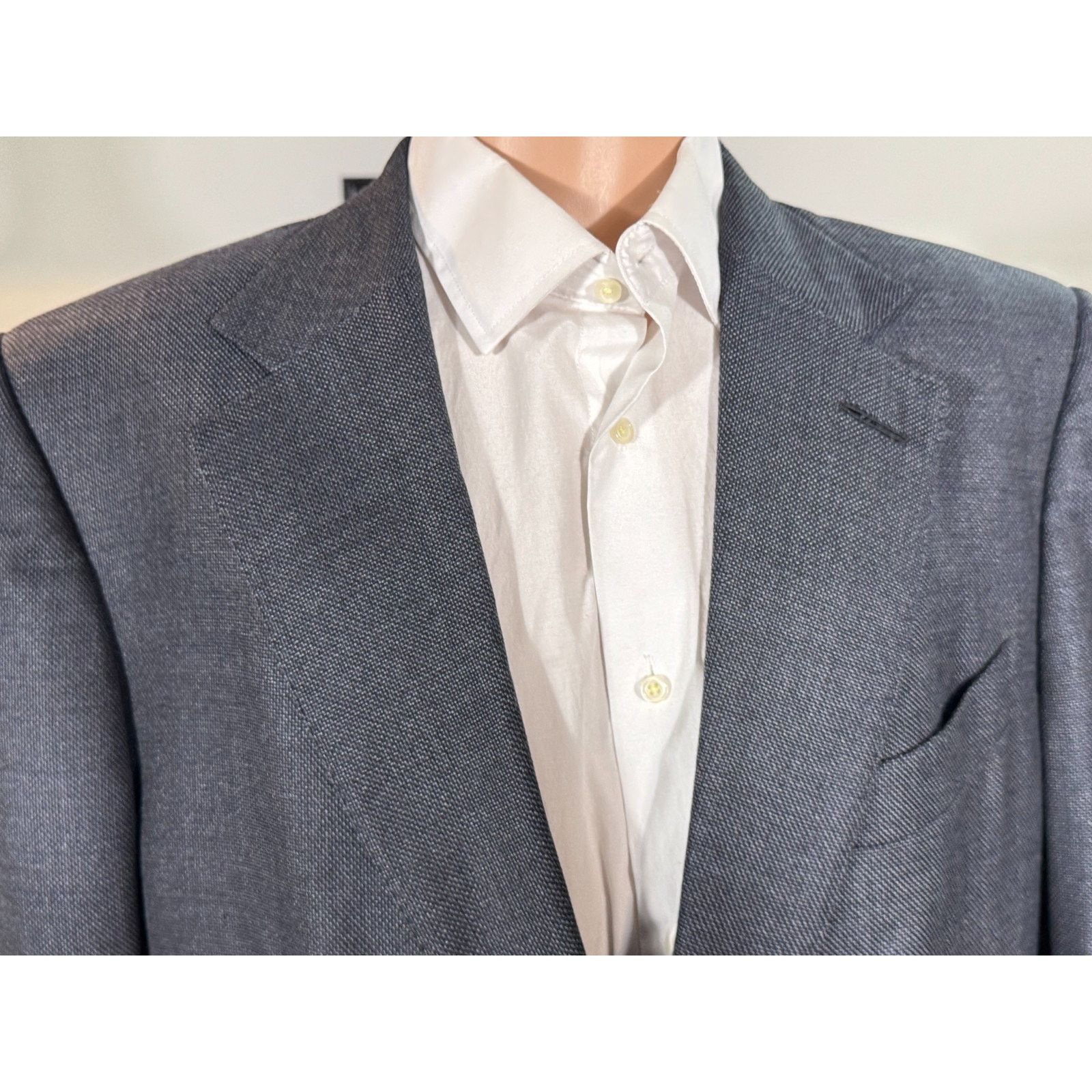 Tom Ford Tom Ford Charcoal Gray Steel Blue Woo Blazer (56R EU) 46R US Size 46L - 11 Thumbnail