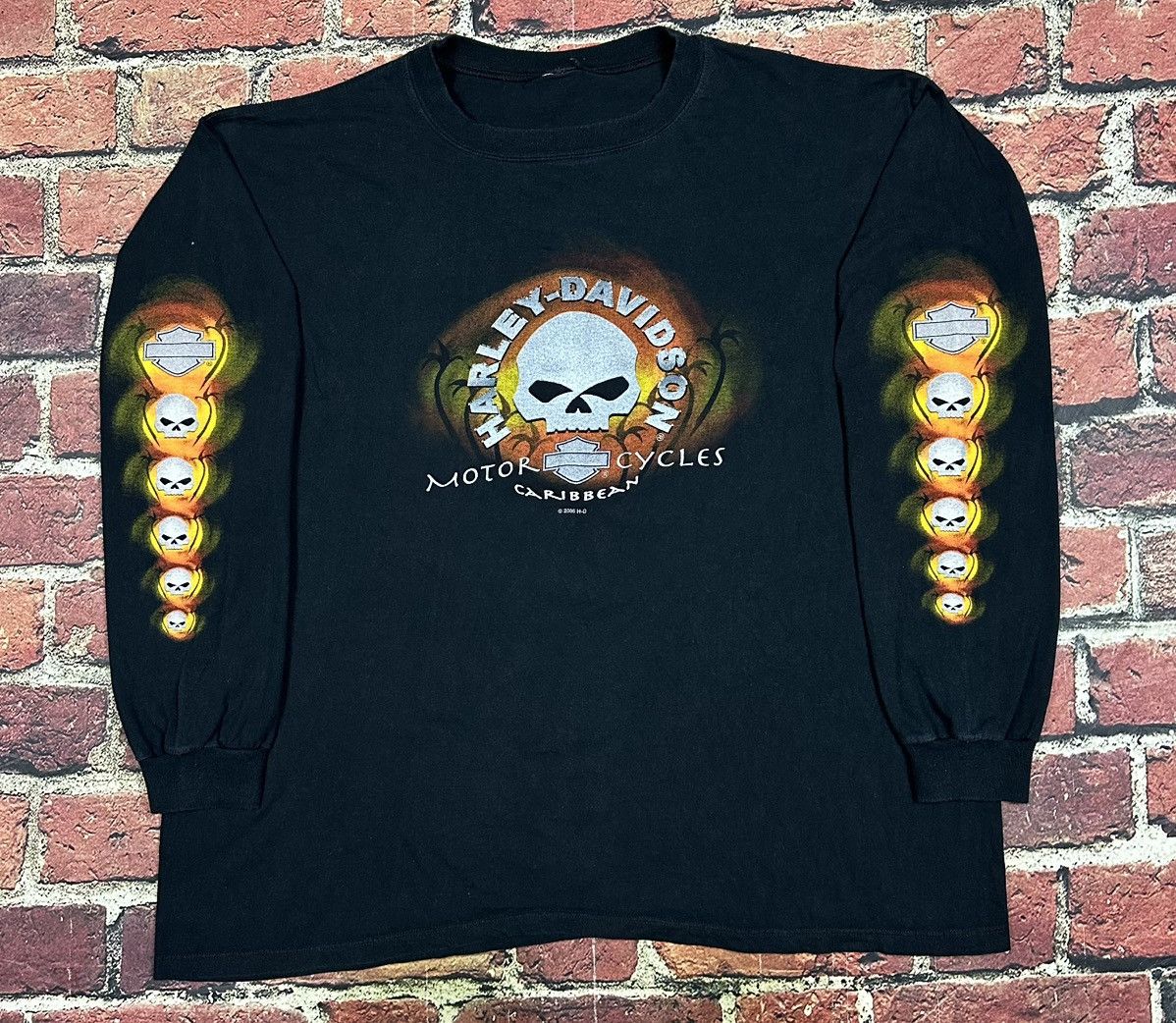 Harley Davidson Vintage Harley Davidson Skull Graphic Long Sleeve T Shirt Size US XXL / EU 58 / 5 - 1 Thumbnail