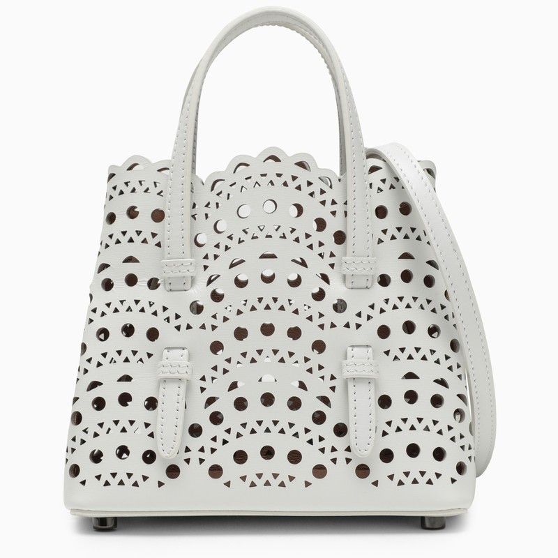 image of Alaia Mina 16 White Leather Bag, Women's