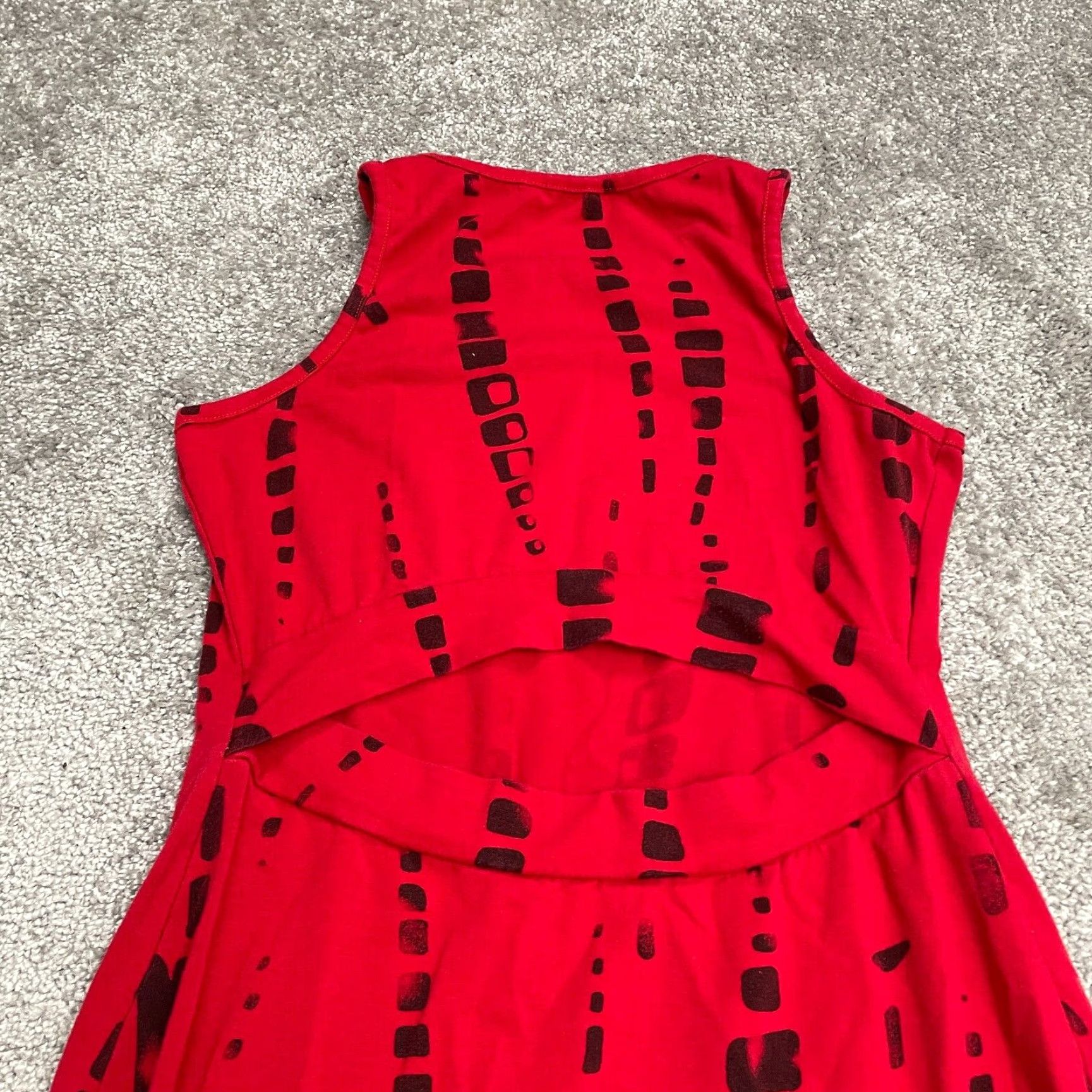 Vintage Unbranded Maxi Dress Womens Medium Red Black Patterned Stretch Sleeveless Size M / US 6-8 / IT 42-44 - 4 Thumbnail