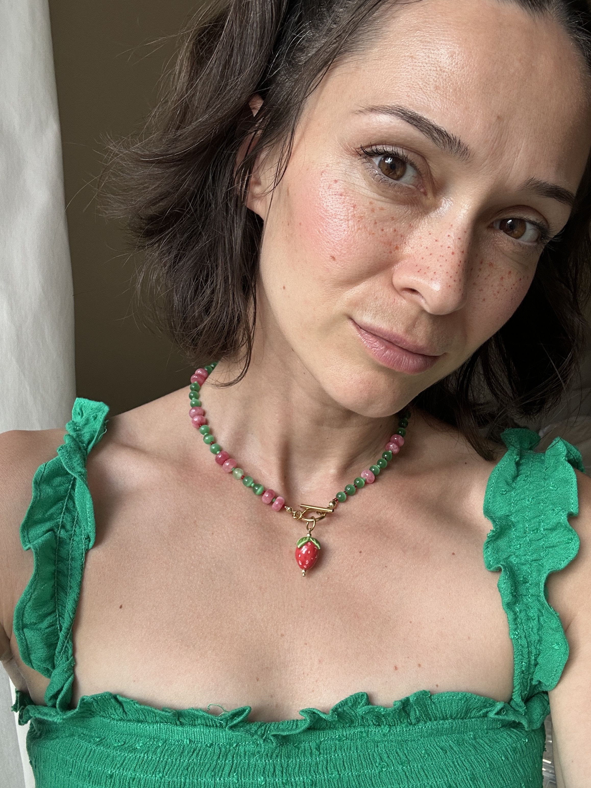 Other "Strawberry Heart" Ceramic & Gemstone Jewelry Set Size ONE SIZE - 4 Thumbnail
