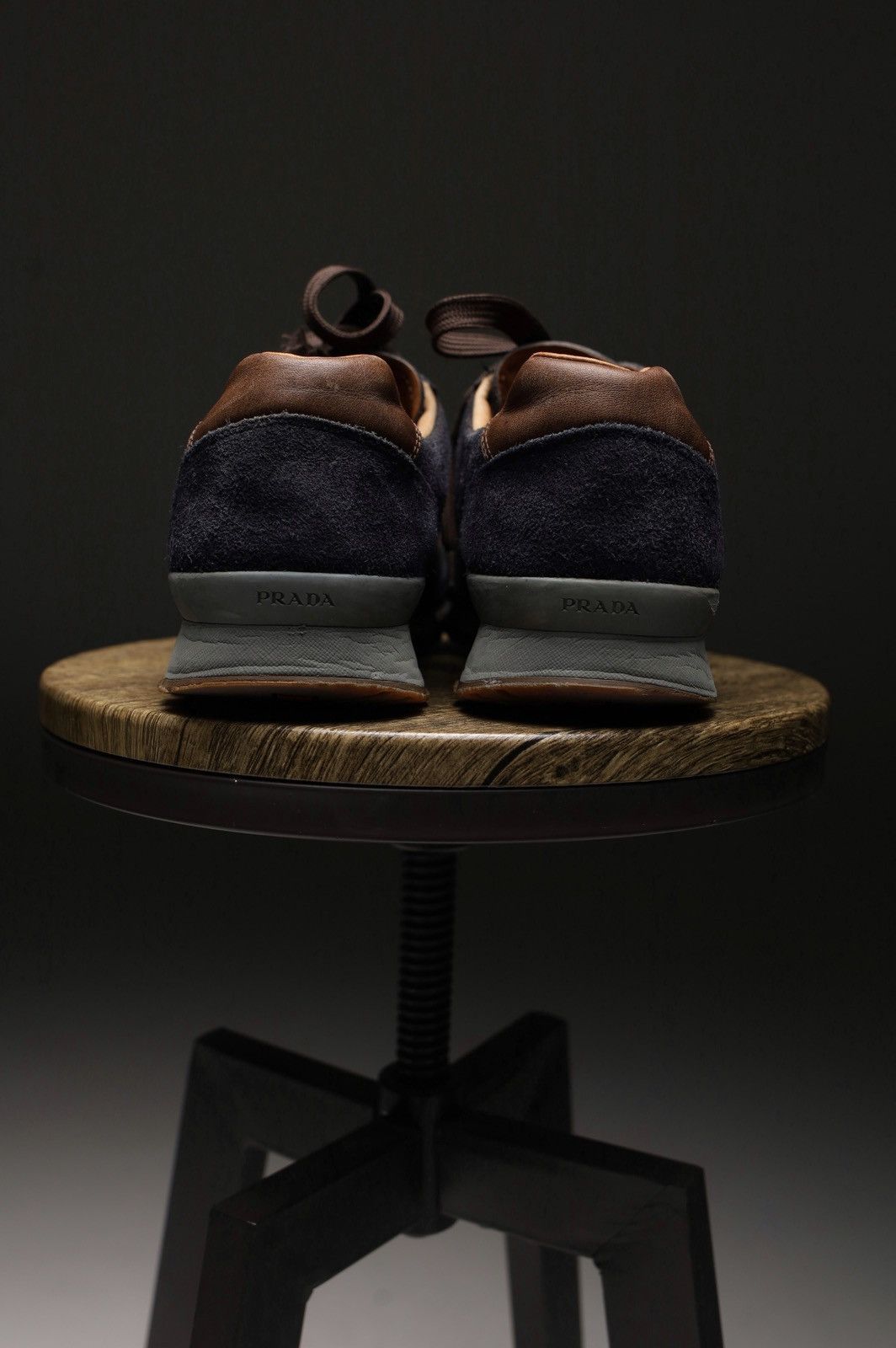 Prada Prada Navy Blue/Brown Suede and Leather Low Top Sneakers Size US 8 / EU 41 - 5 Thumbnail