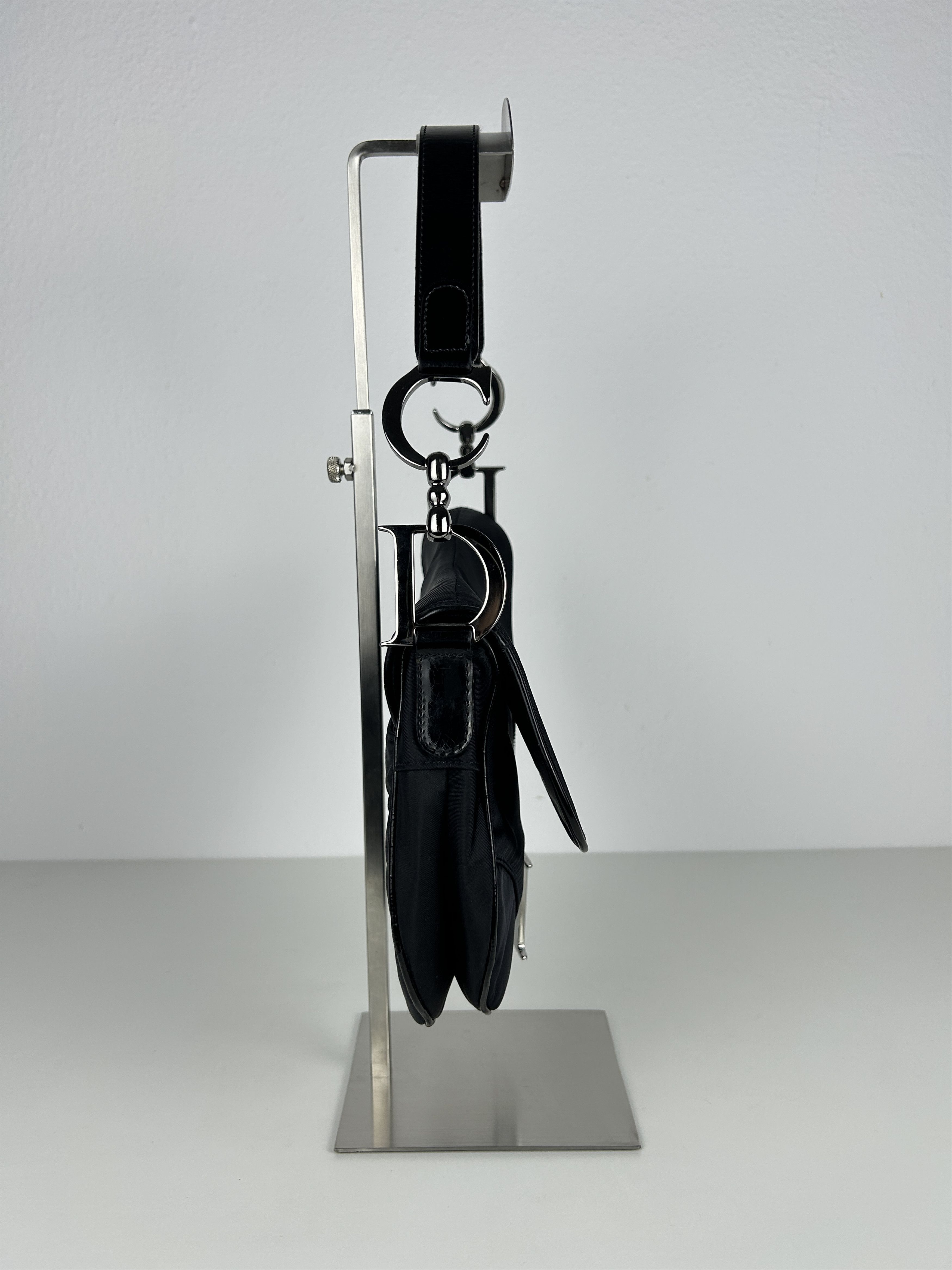 Dior 2001 Dior black satin and patent leather saddle bag Size ONE SIZE - 4 Thumbnail
