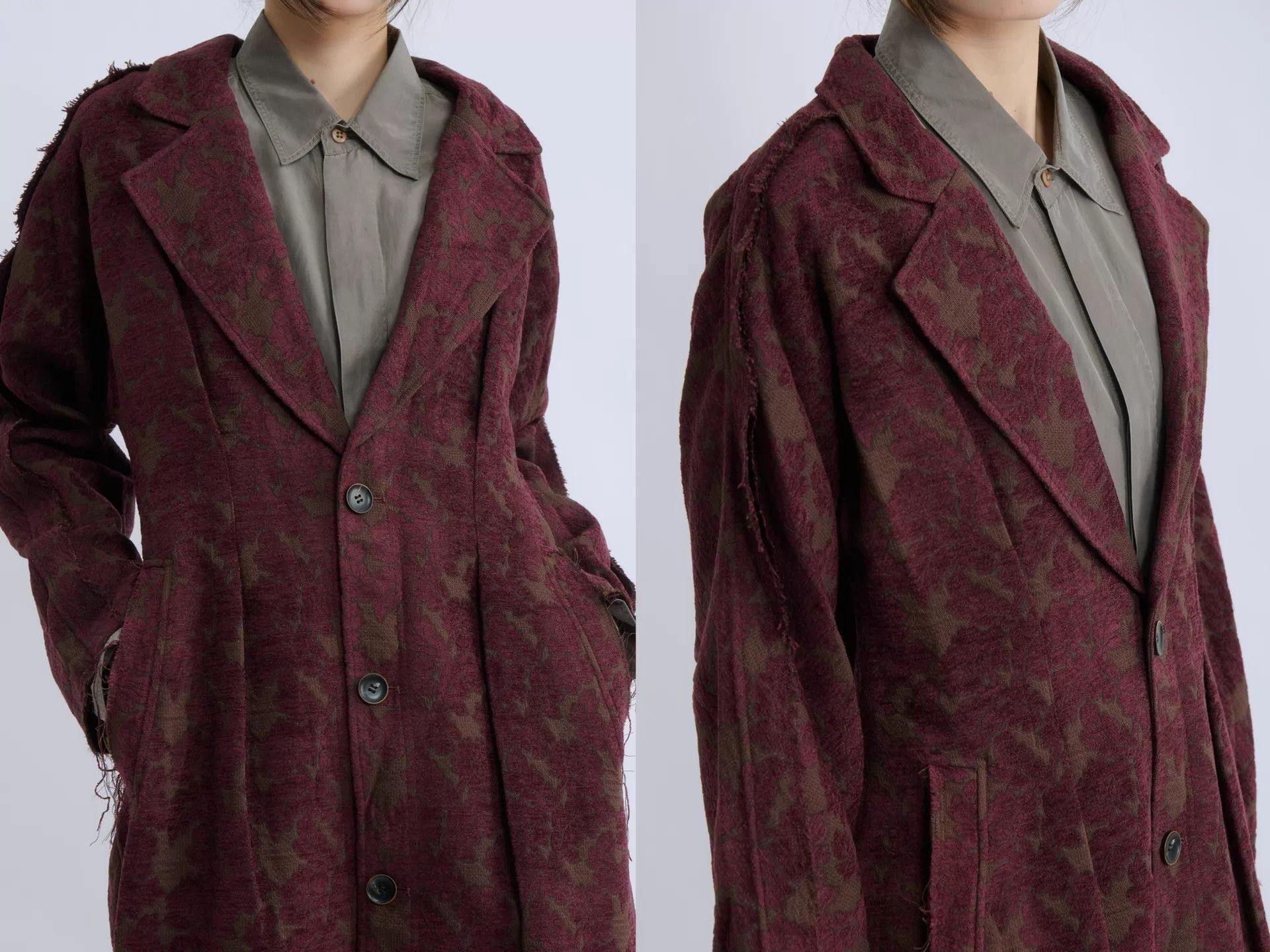 Other OUDE WAAG 21AW Deep Wine Dropped Shoulder Jacquard Coat L Size L / US 10 / IT 46 - 5 Thumbnail