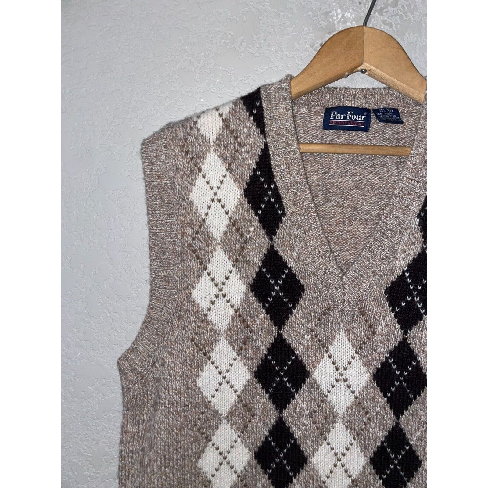 Other Vintage Par Four Sweater Vest Sportswear Brown VTG 90s Large Size US XL / EU 56 / 4 - 3 Thumbnail