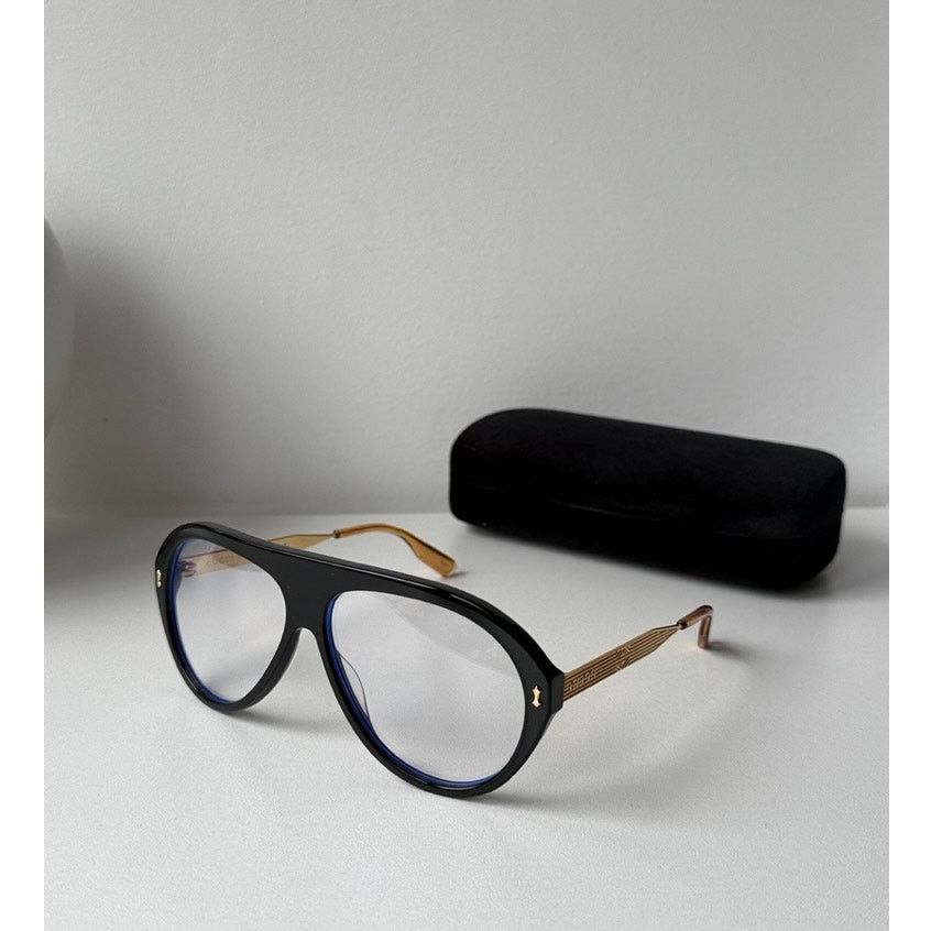 NEW Gucci GG1515S Black Oversized Bluelight Pilot Sunglasses