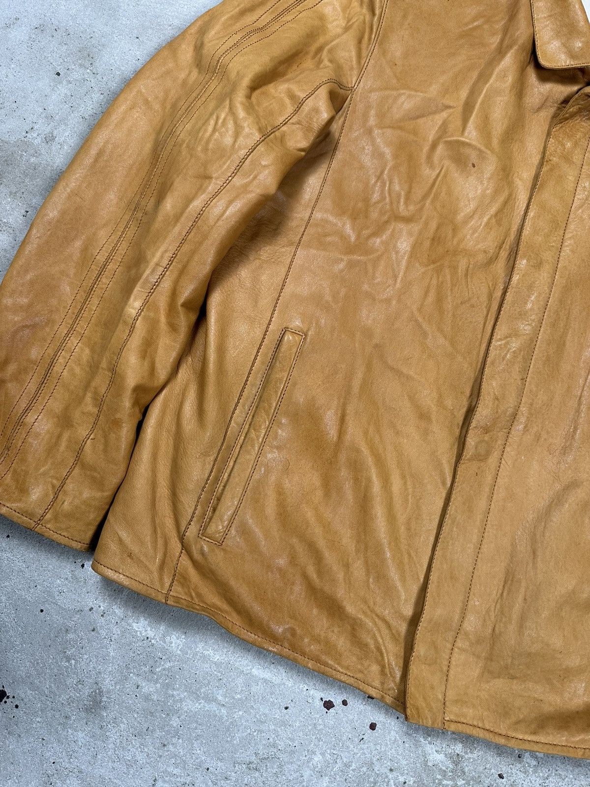 Genuine Leather × Vintage Vintage 90s Distressed Orange Brown Leather Utility Jacket Size US L / EU 52-54 / 3 - 7 Thumbnail