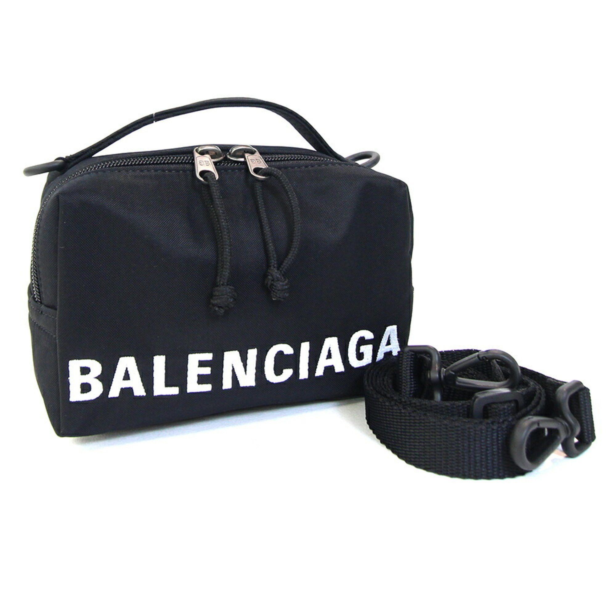 Balenciaga Handbag Wheel 637343 Black Nylon Canvas Shoulder Bag