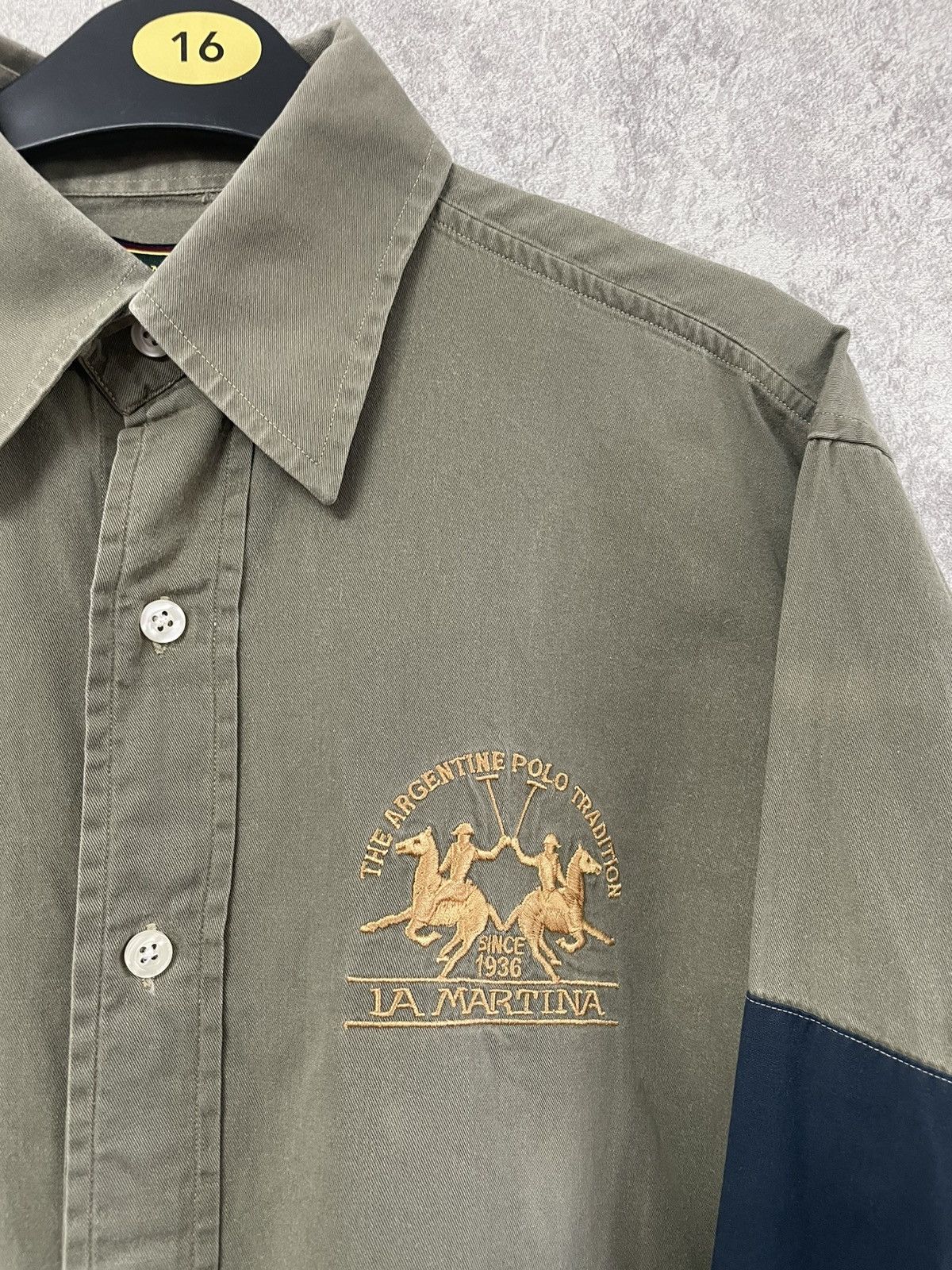 La Martina Vintage La Martina Khaki Long Sleeve Shirt Button Up Size US S / EU 44-46 / 1 - 6 Thumbnail