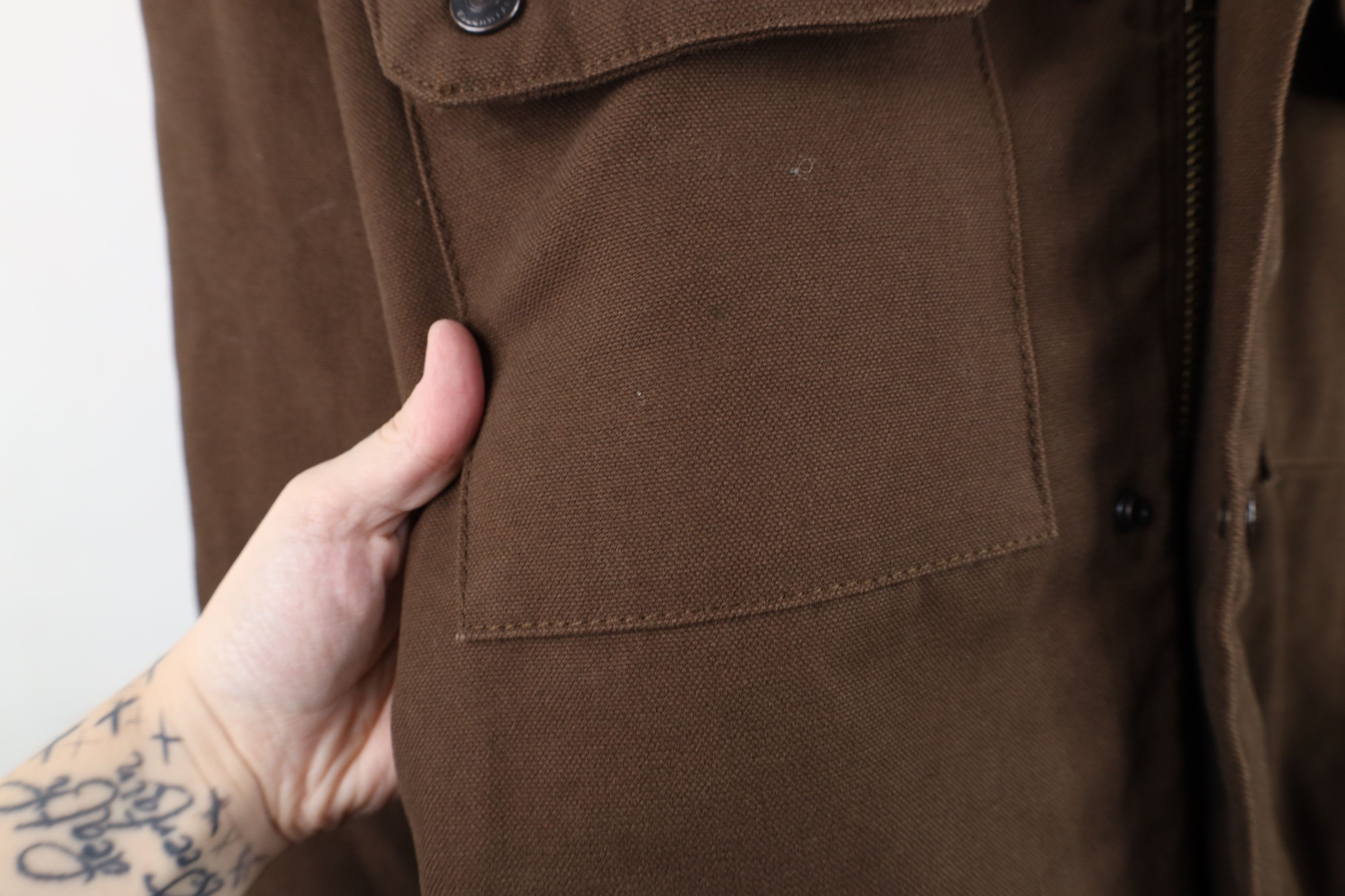 Vintage Vintage Y2K Streetwear Lined Canvas Hooded Jacket Brown Size US XXL / EU 58 / 5 - 5 Thumbnail