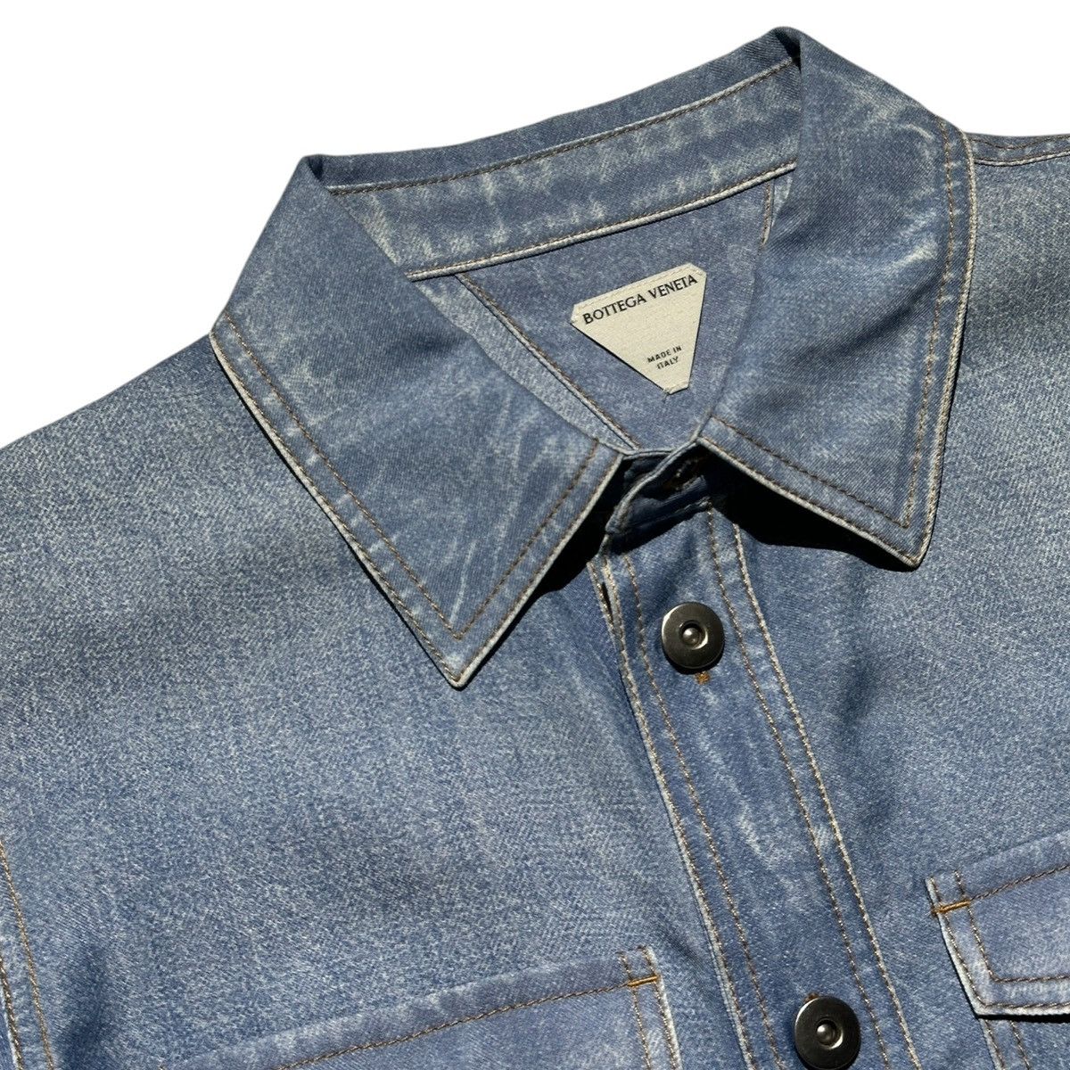Bottega Veneta $1,800 silk trompe L’oeil Denim printed shirt Size US S / EU 44-46 / 1 - 3 Thumbnail
